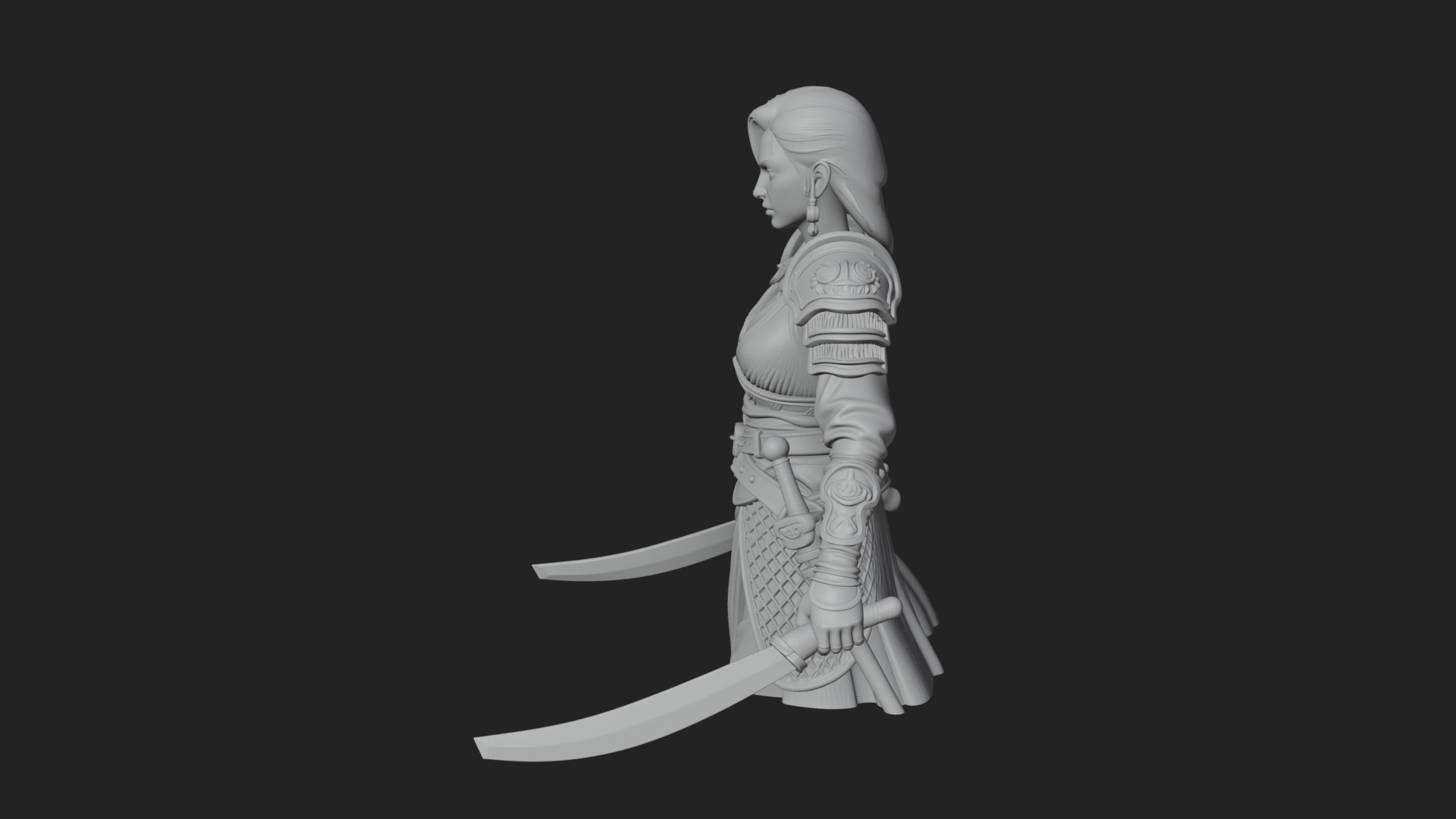 Coated Dagger Woman Bust Design 6 3D Print Model 3D Model