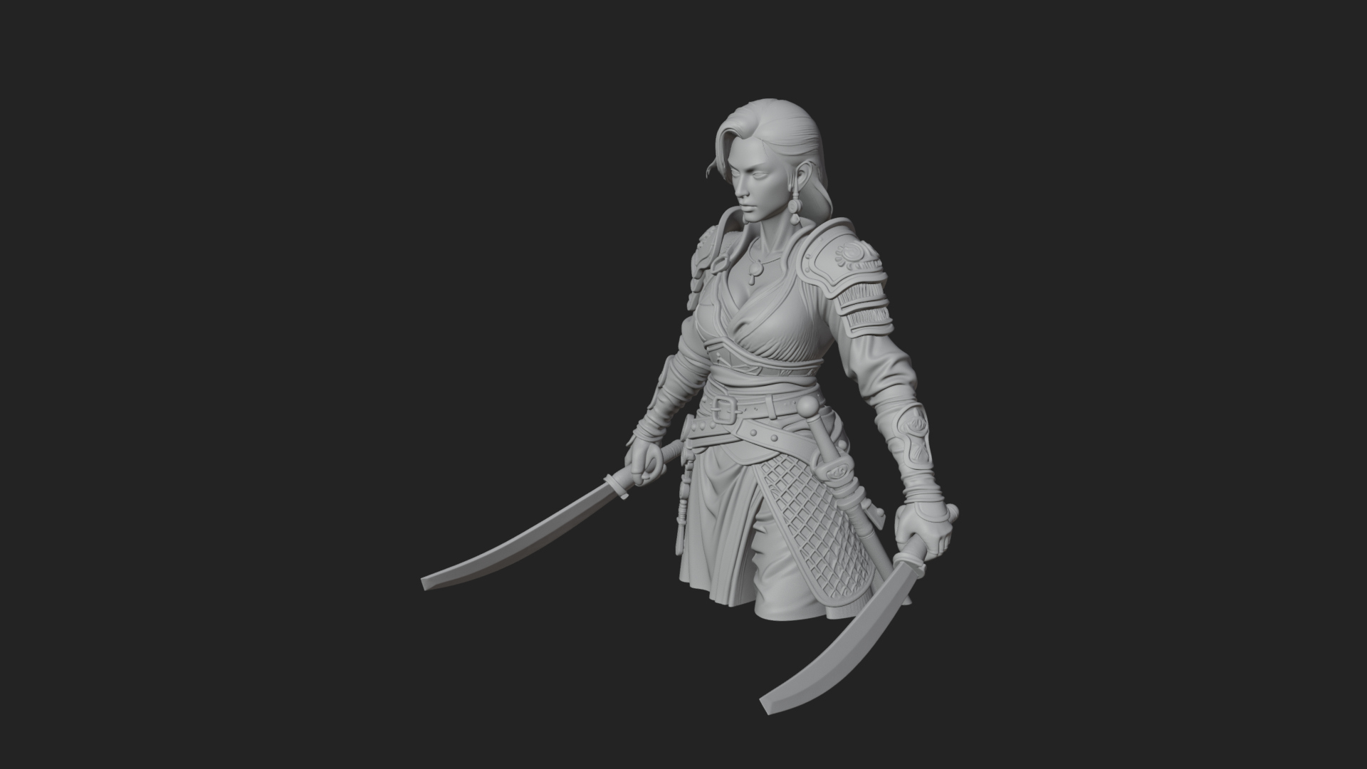 Coated Dagger Woman Bust Design 6 3D Print Model 3D Model