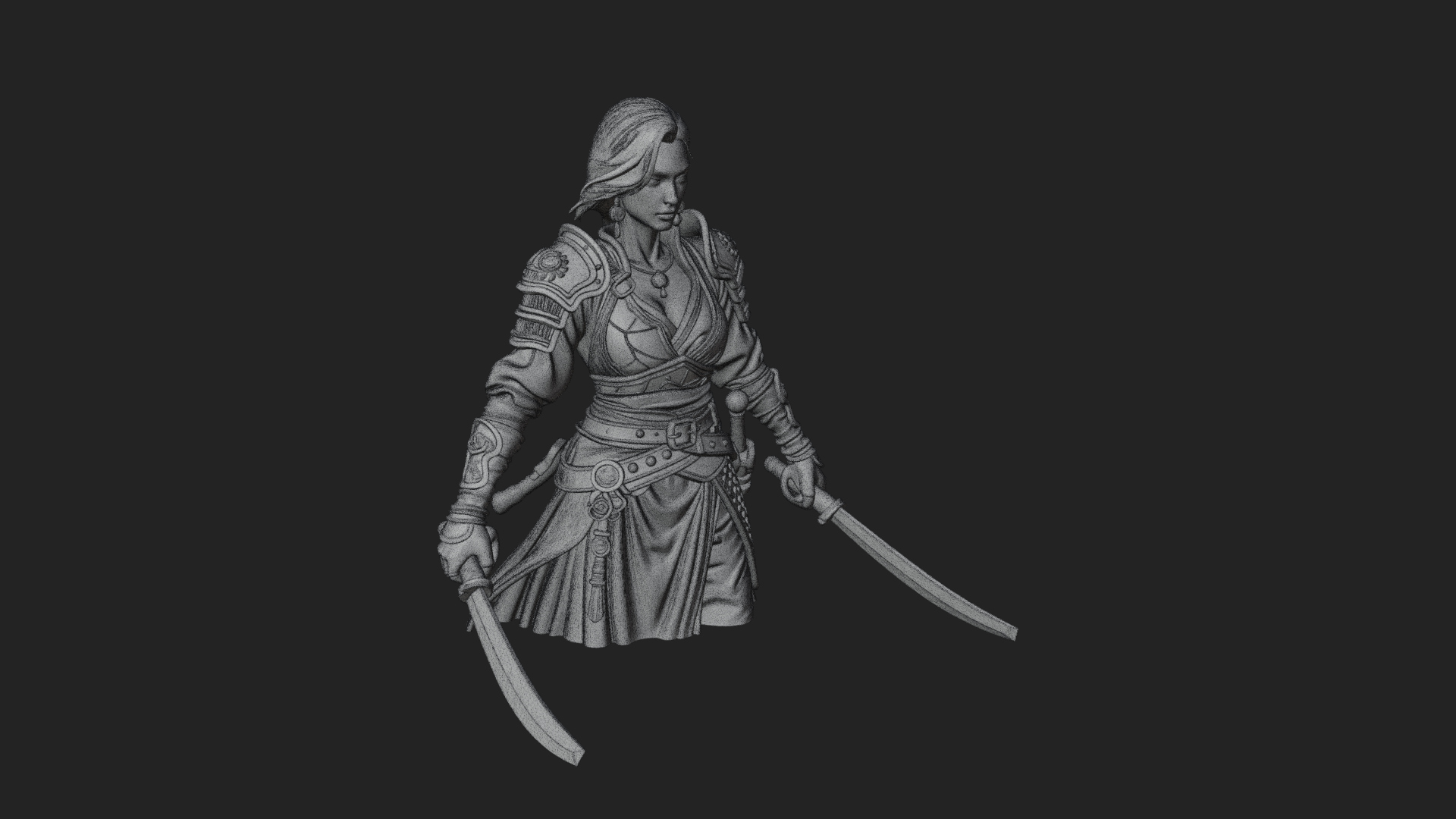 Coated Dagger Woman Bust Design 6 3D Print Model 3D Model