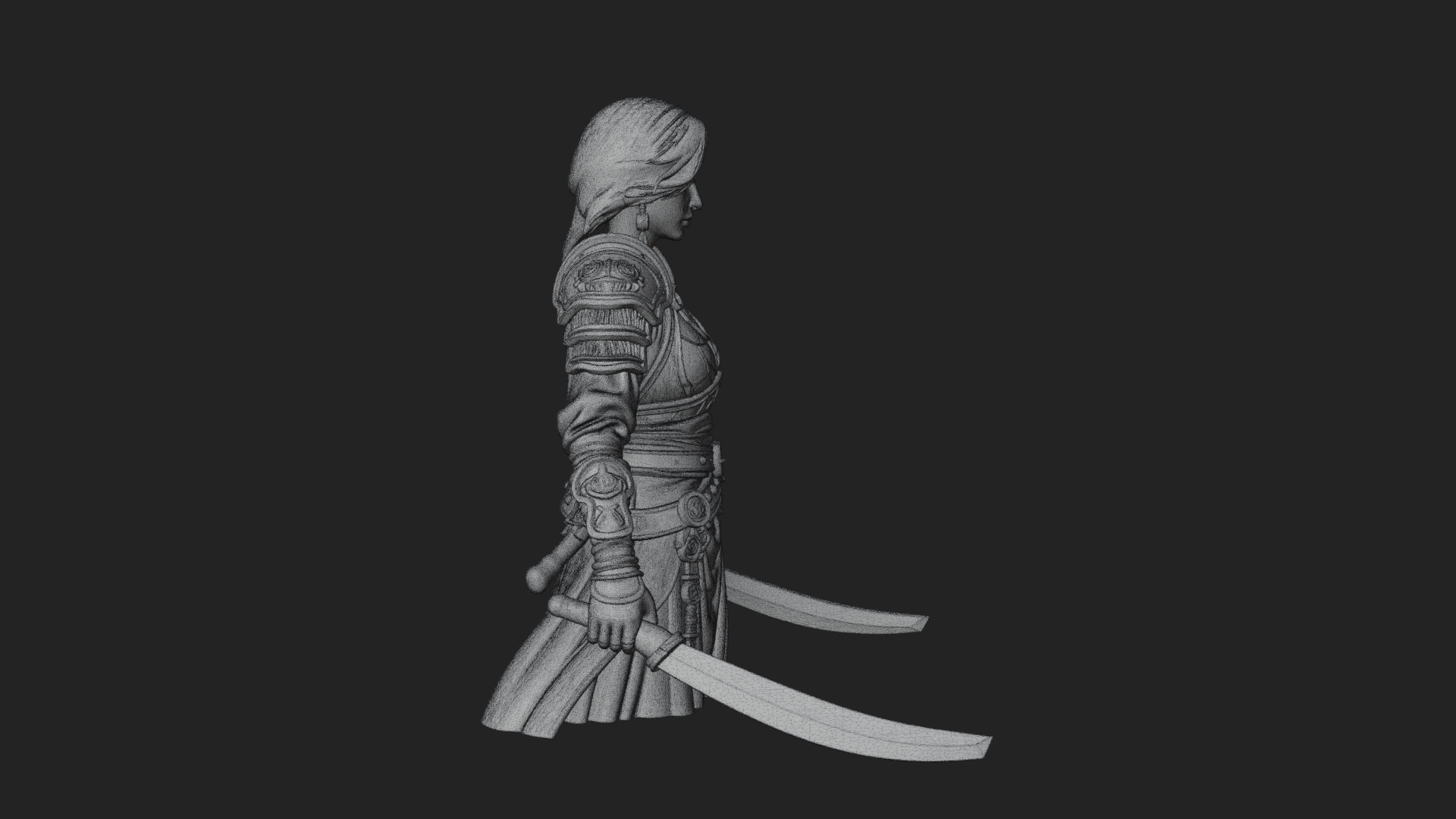 Coated Dagger Woman Bust Design 6 3D Print Model 3D Model