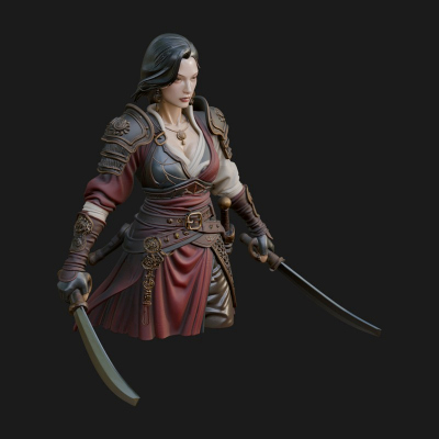 Coated Dagger Woman Bust Design 6 3D Print Model