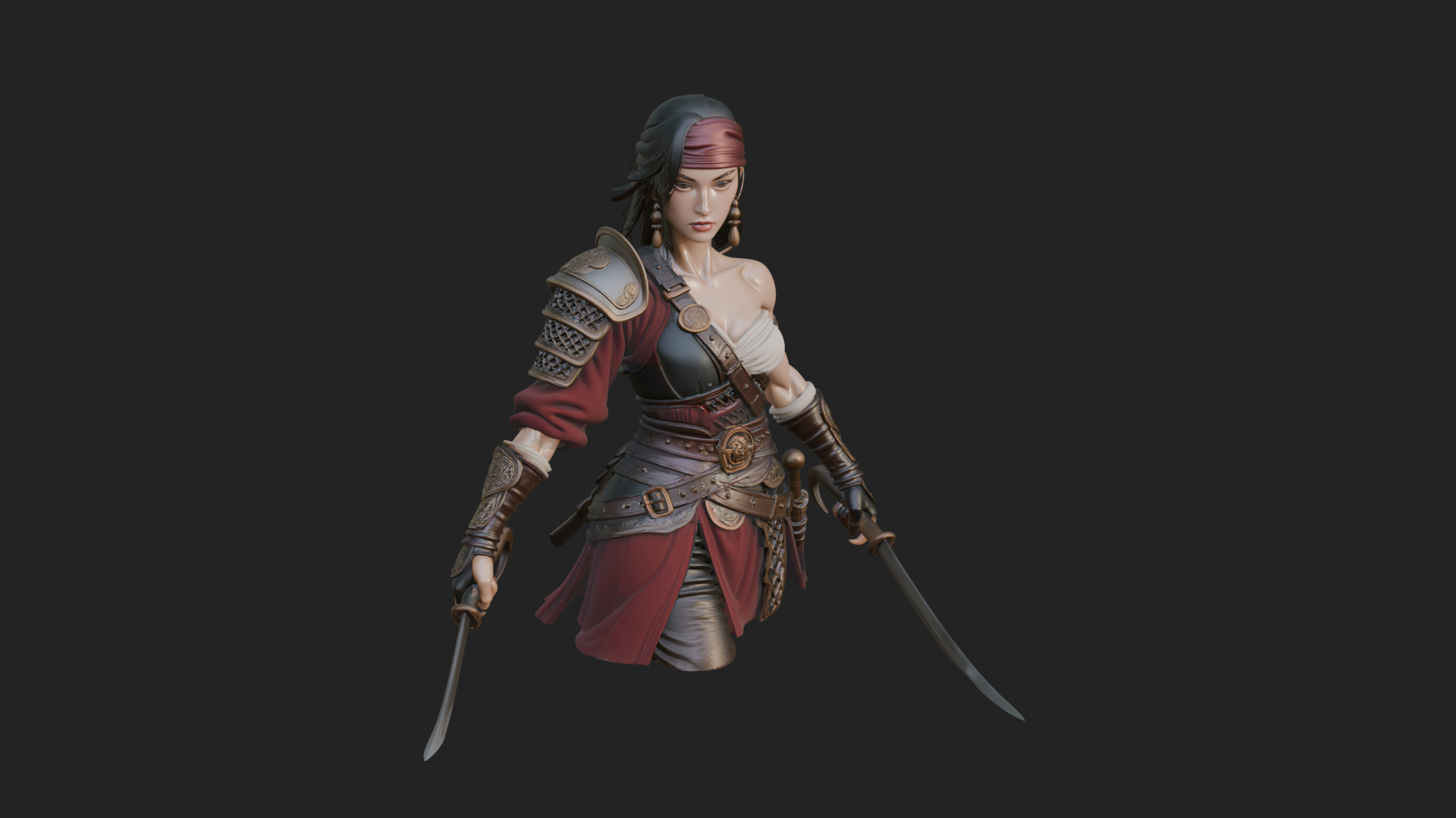 Coated Dagger Woman Bust Design 7 3D Print Model 3D Model
