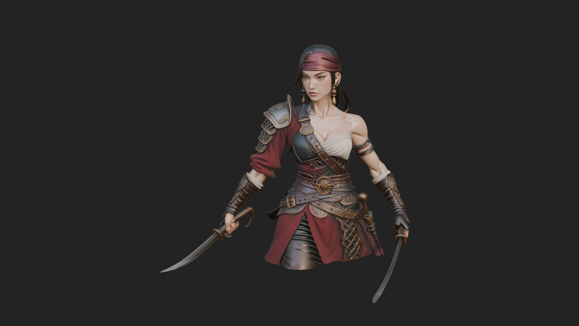 Coated Dagger Woman Bust Design 7 3D Print Model 3D Model