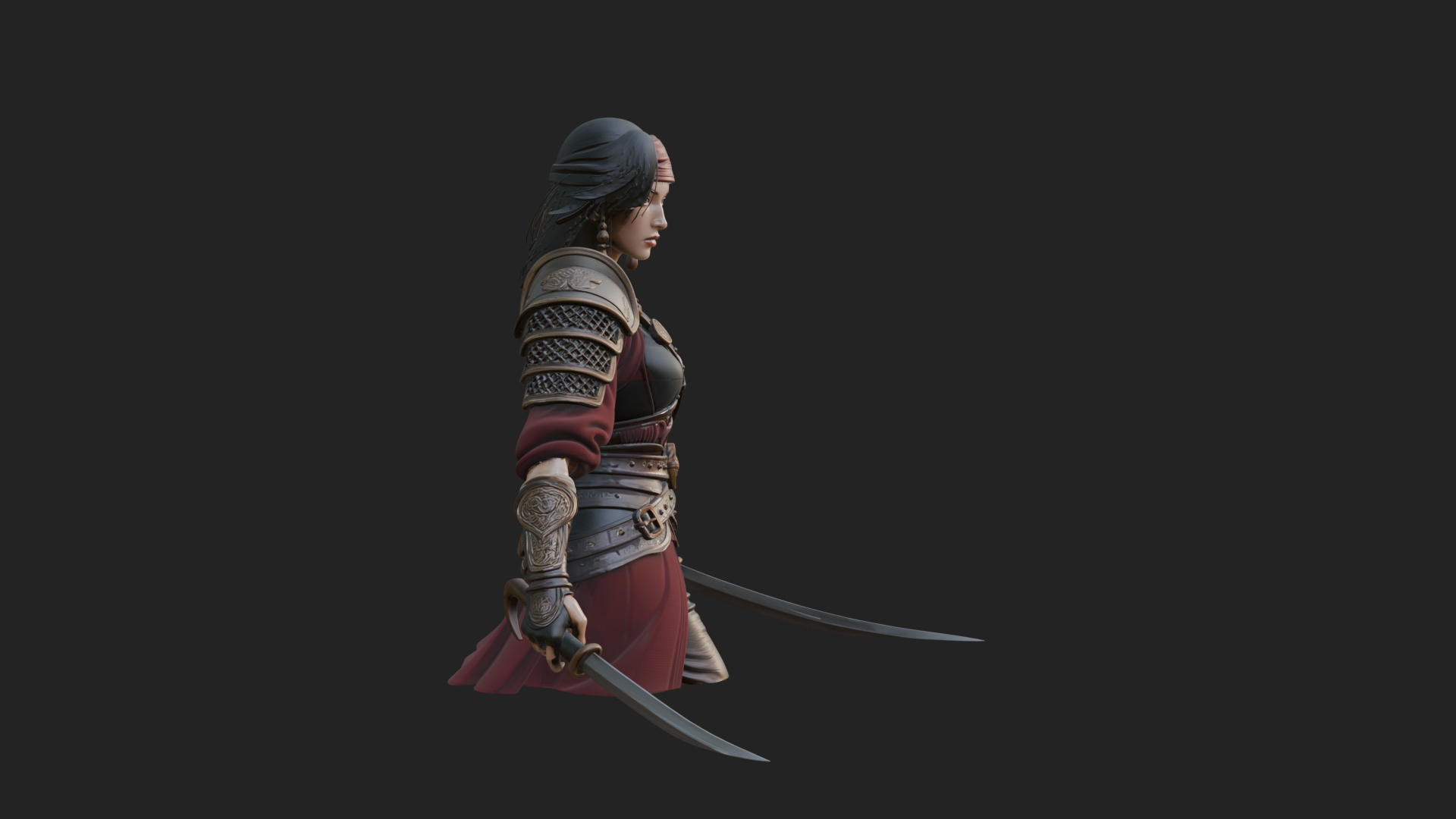 Coated Dagger Woman Bust Design 7 3D Print Model 3D Model