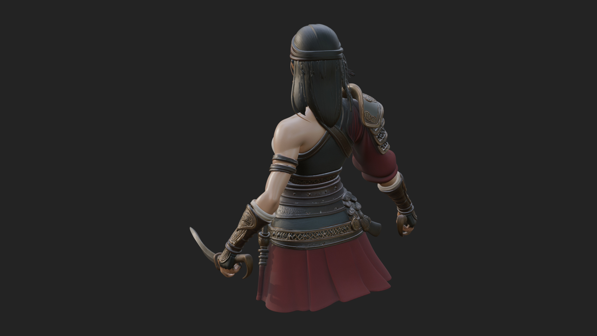 Coated Dagger Woman Bust Design 7 3D Print Model 3D Model