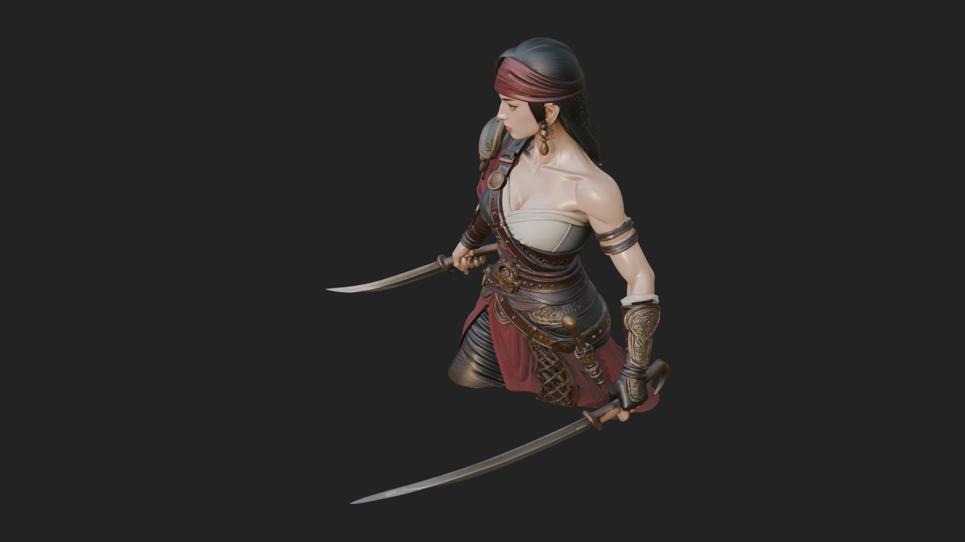 Coated Dagger Woman Bust Design 7 3D Print Model 3D Model