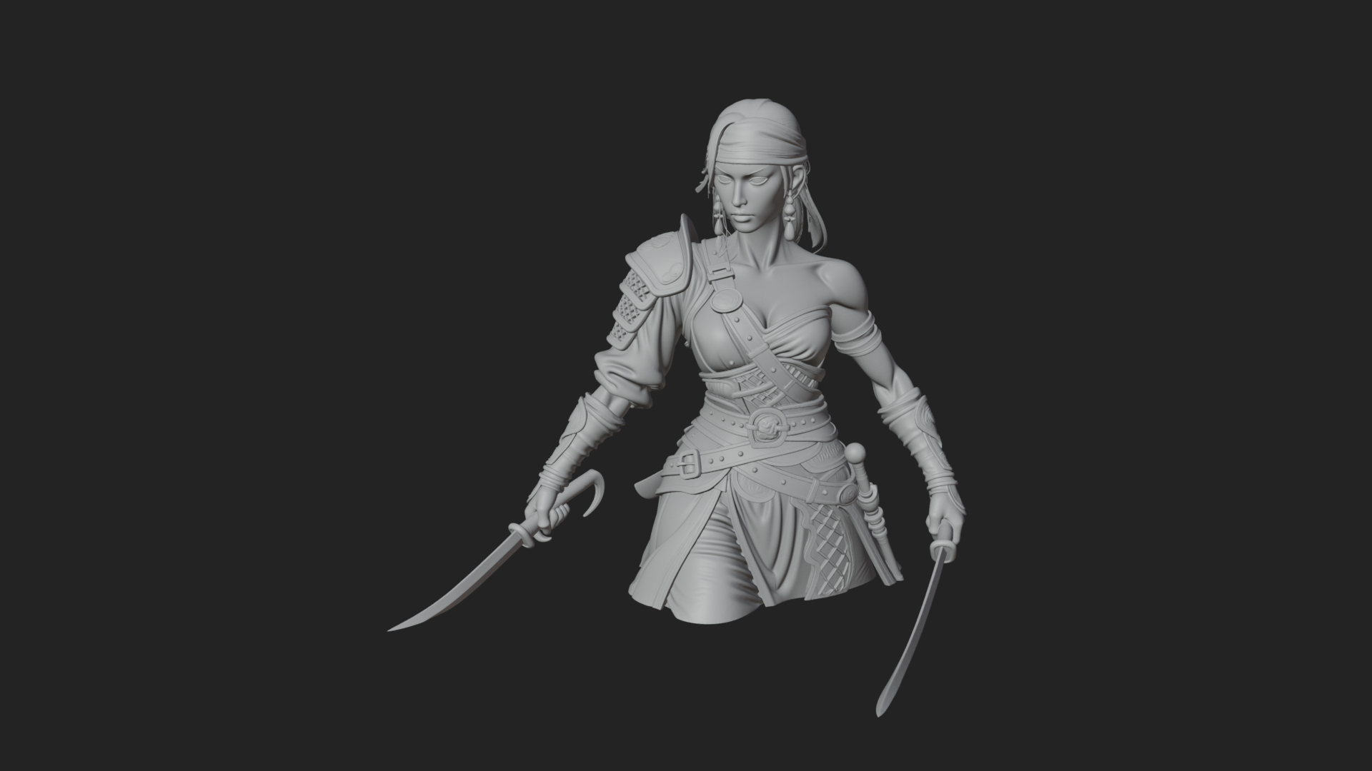 Coated Dagger Woman Bust Design 7 3D Print Model 3D Model