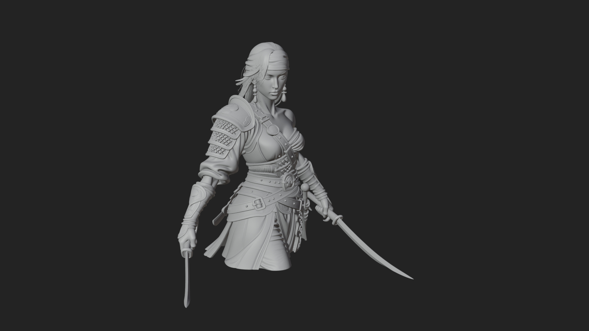 Coated Dagger Woman Bust Design 7 3D Print Model 3D Model