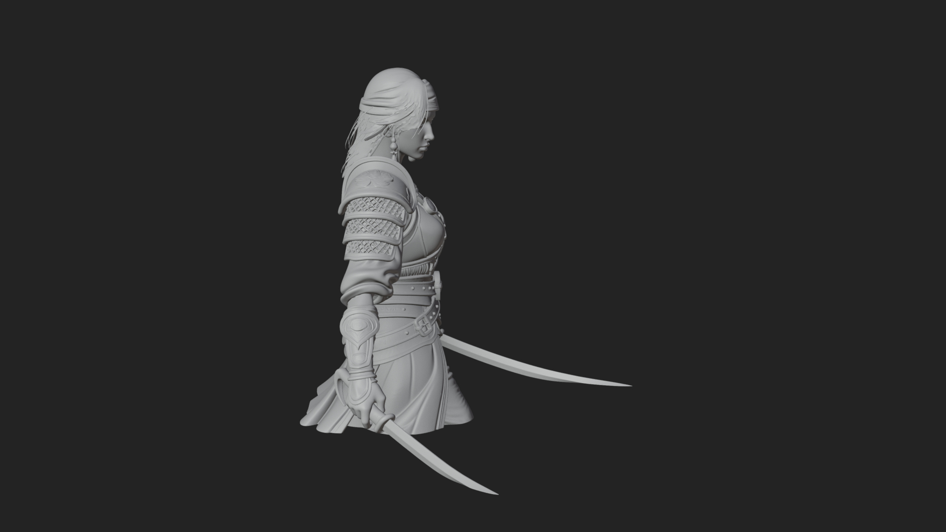 Coated Dagger Woman Bust Design 7 3D Print Model 3D Model