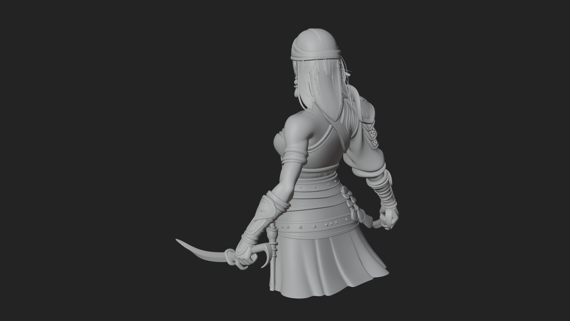 Coated Dagger Woman Bust Design 7 3D Print Model 3D Model