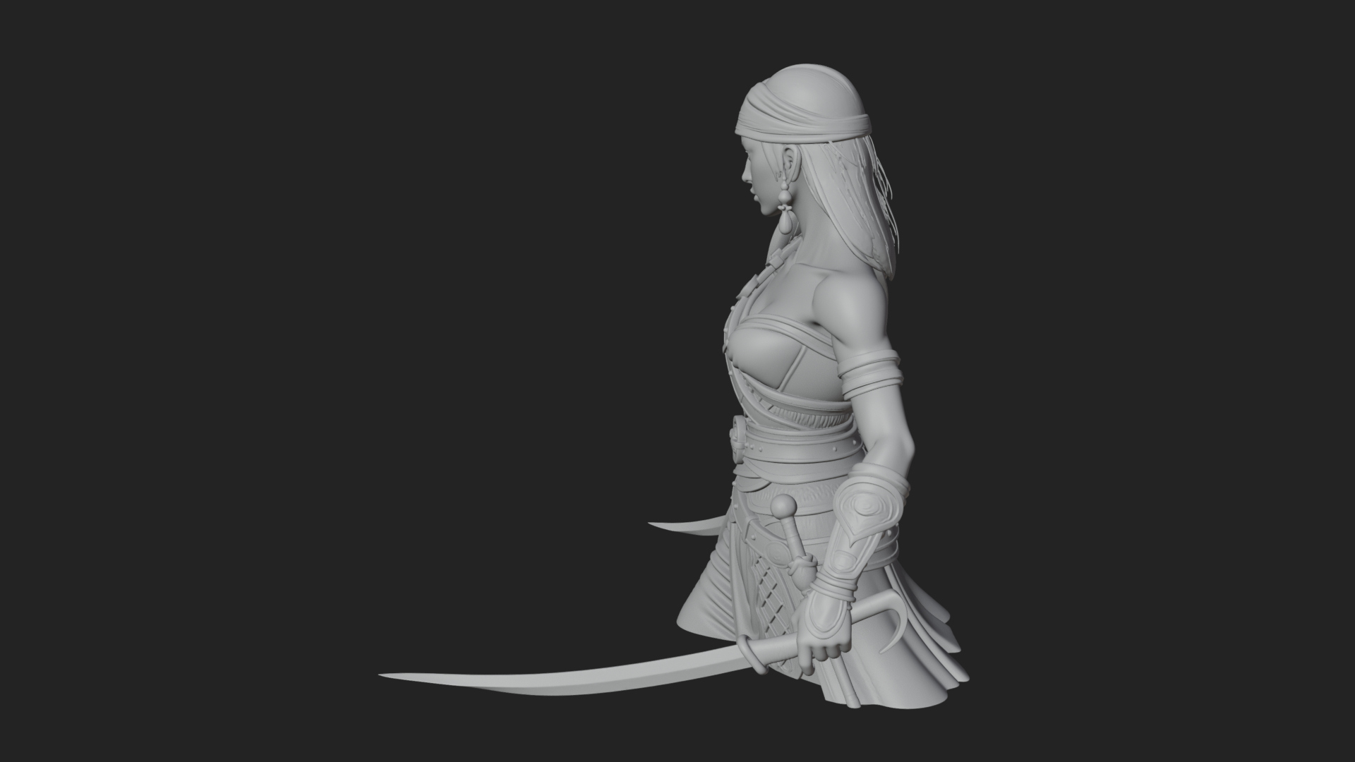 Coated Dagger Woman Bust Design 7 3D Print Model 3D Model