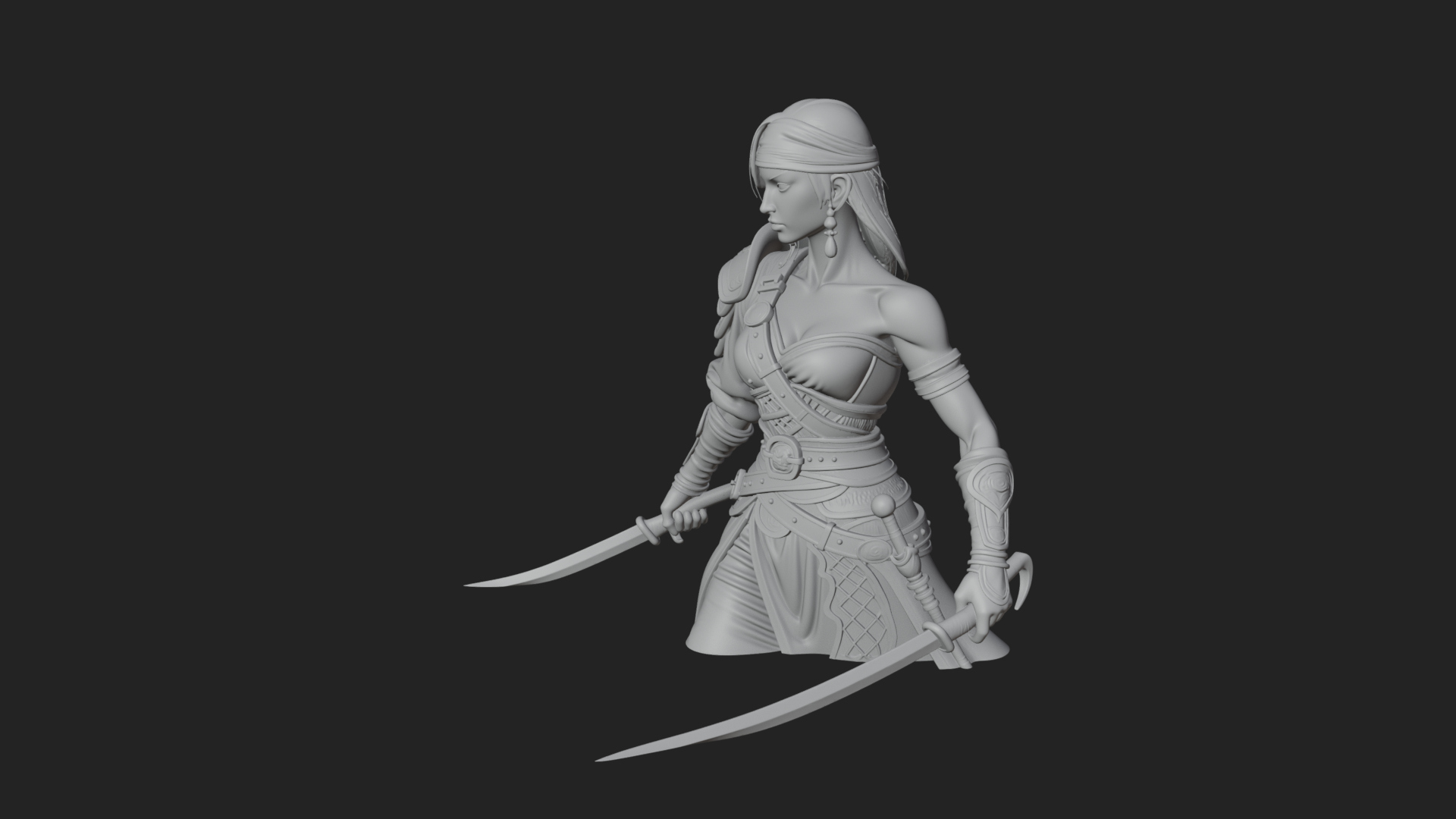 Coated Dagger Woman Bust Design 7 3D Print Model 3D Model