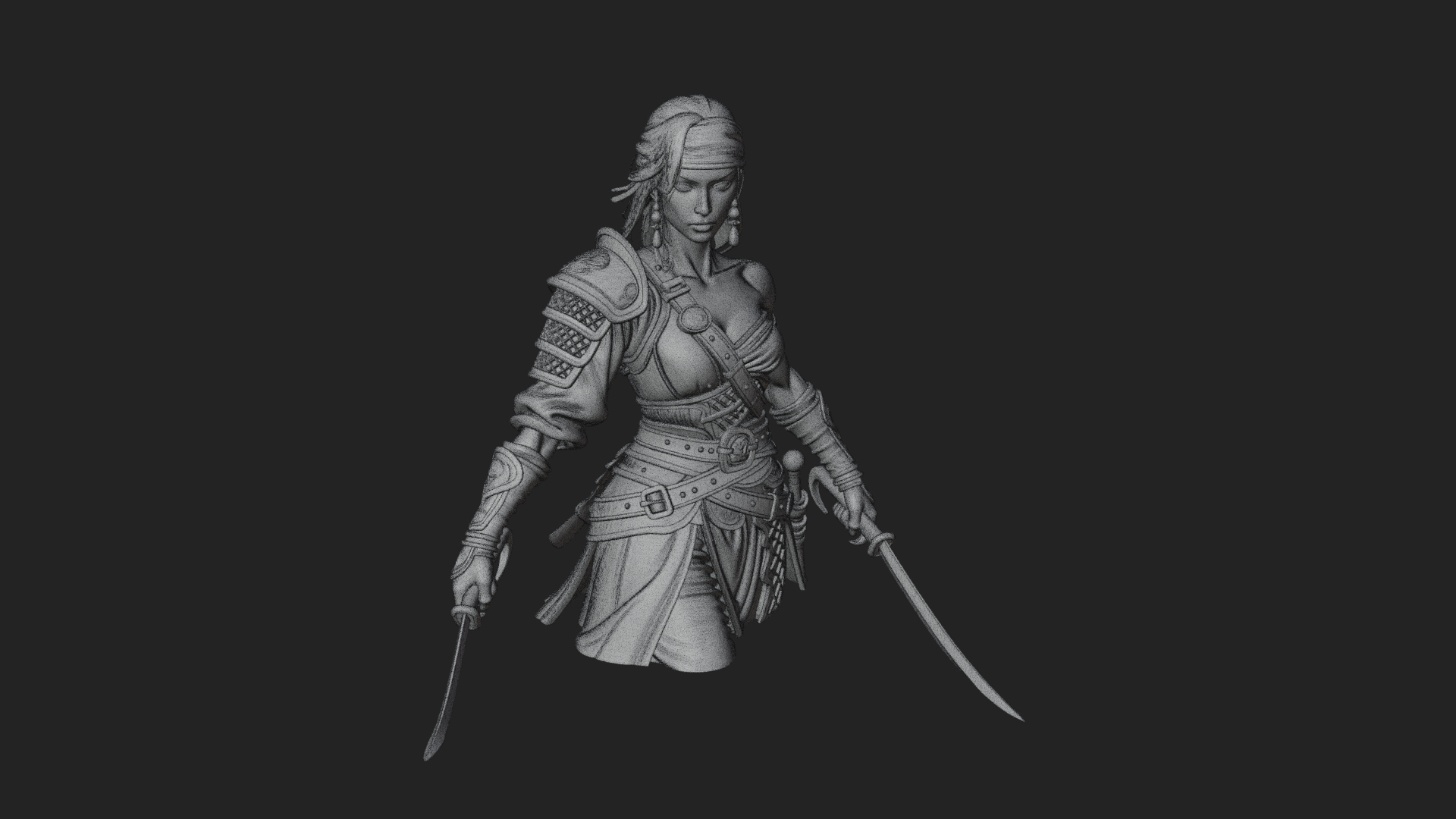 Coated Dagger Woman Bust Design 7 3D Print Model 3D Model