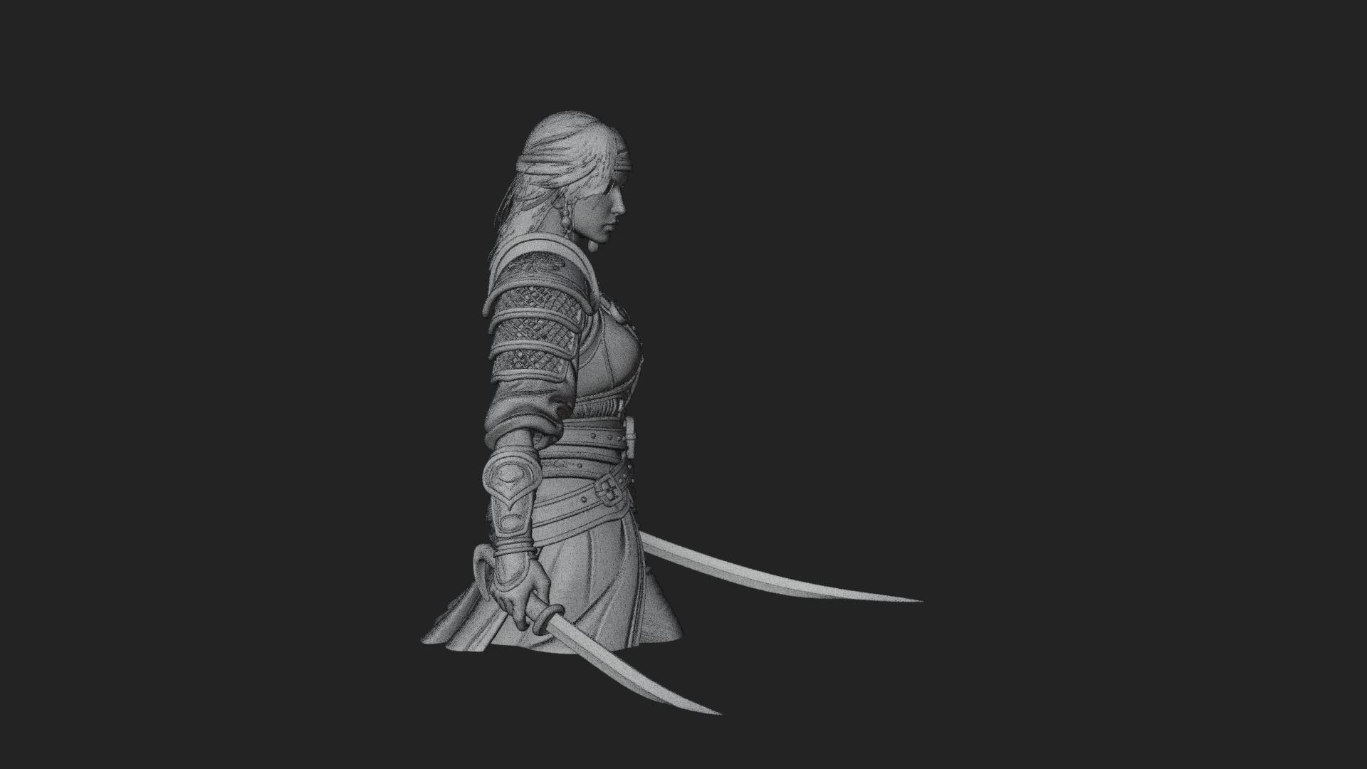 Coated Dagger Woman Bust Design 7 3D Print Model 3D Model