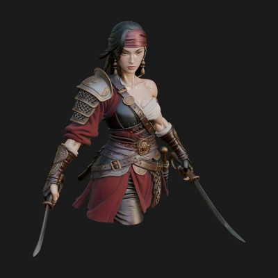 Coated Dagger Woman Bust Design 7 3D Print Model