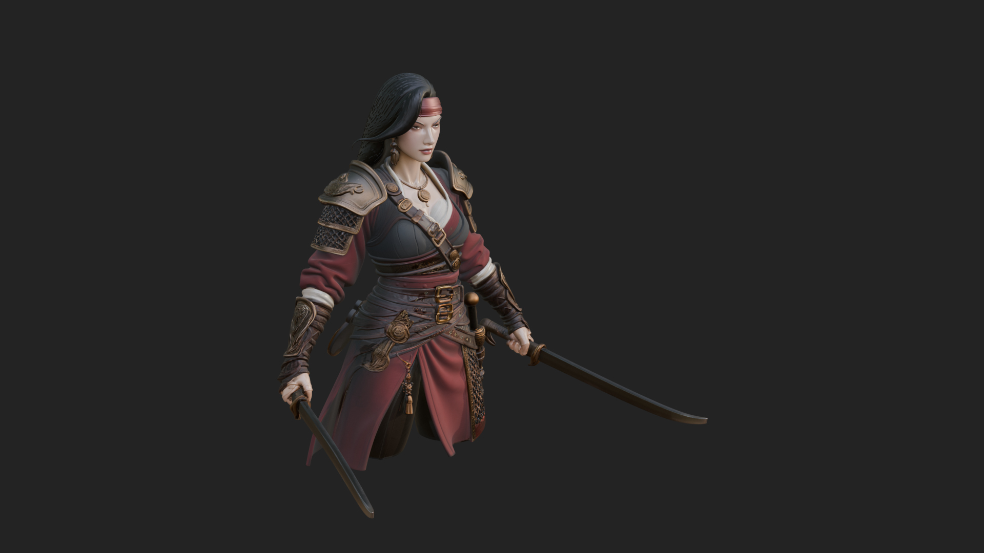 Coated Dagger Woman Bust Design 8 3D Print Model 3D Model