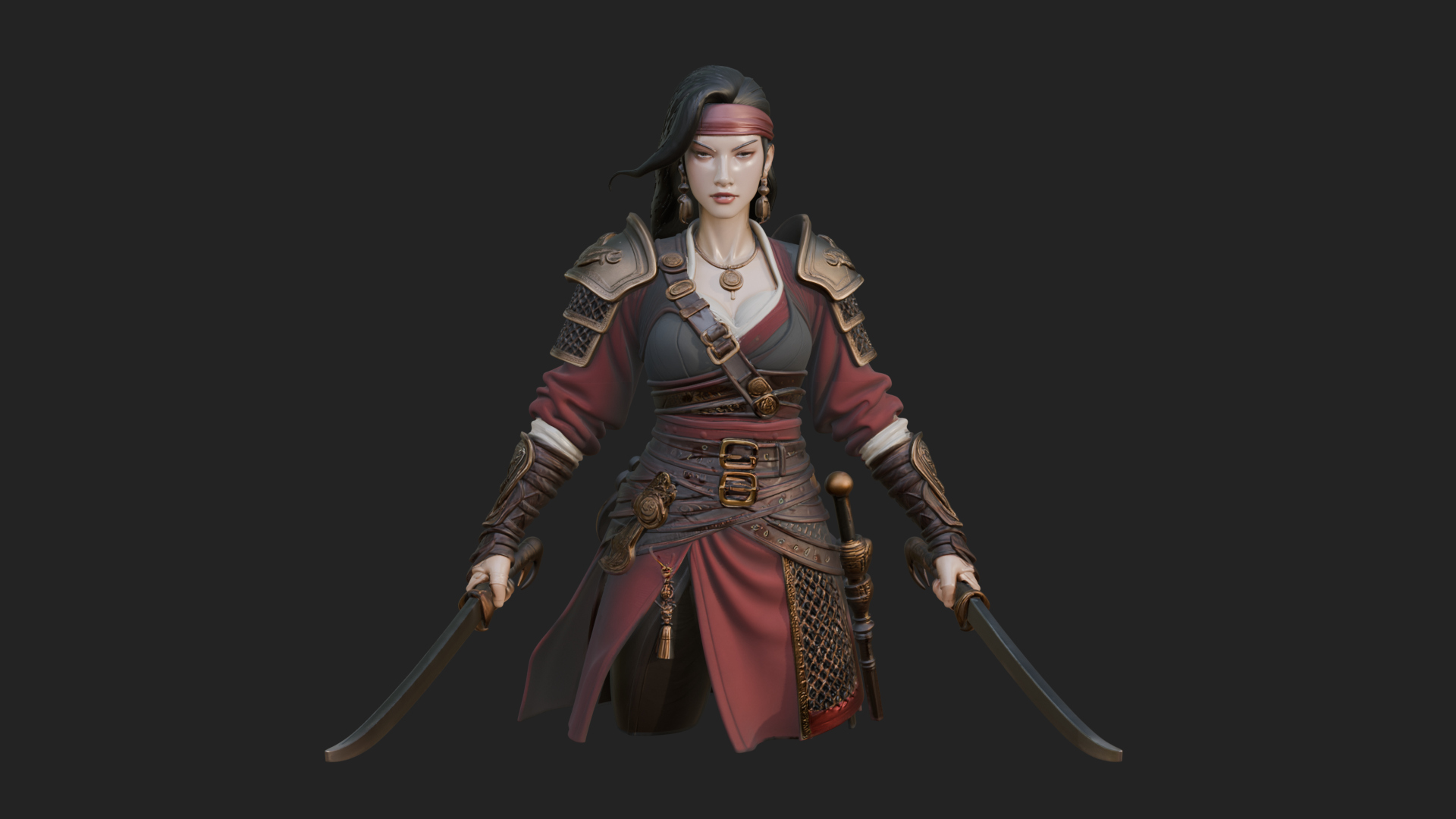 Coated Dagger Woman Bust Design 8 3D Print Model 3D Model