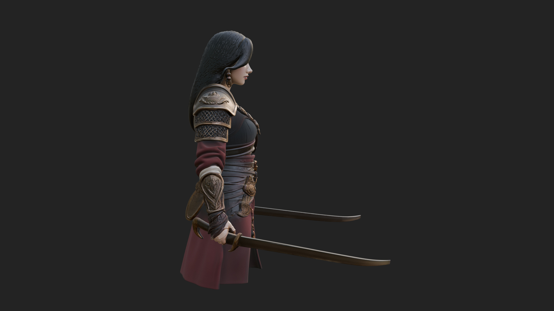 Coated Dagger Woman Bust Design 8 3D Print Model 3D Model