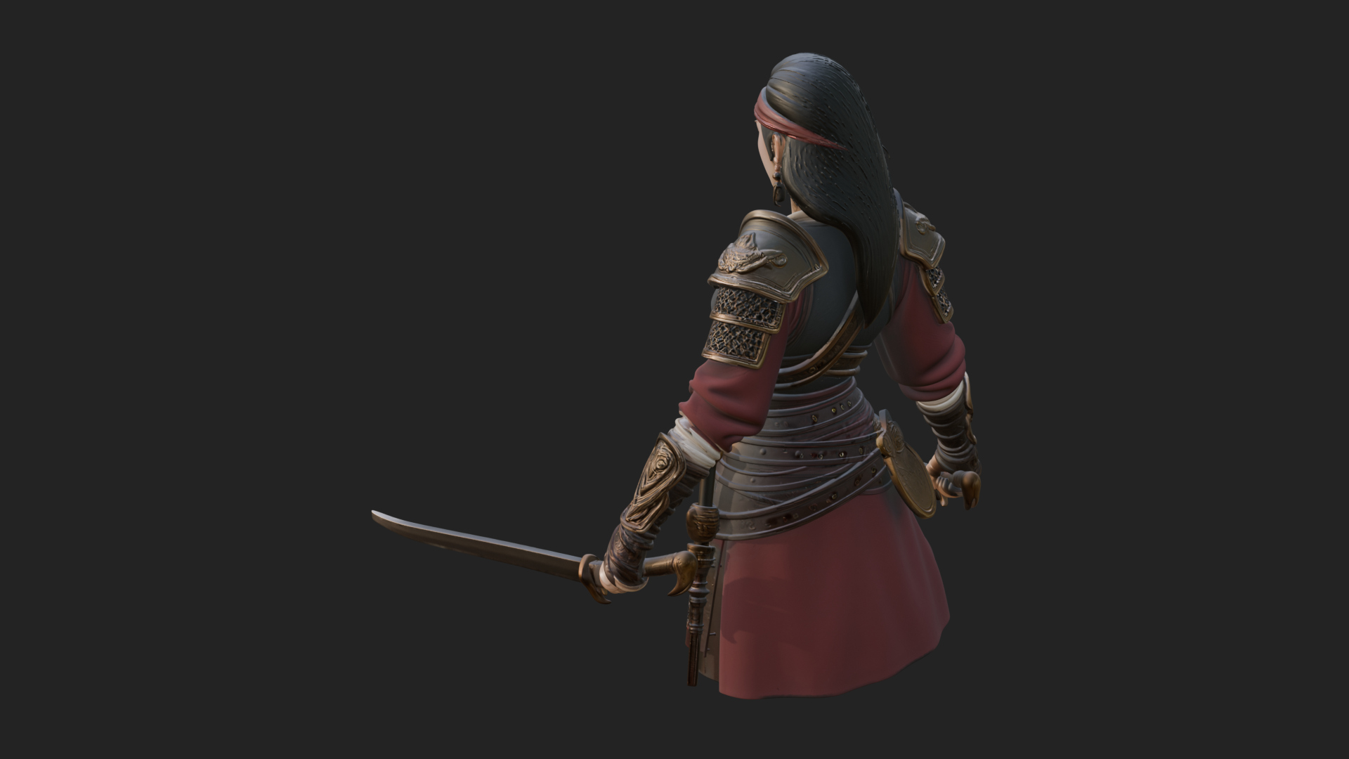 Coated Dagger Woman Bust Design 8 3D Print Model 3D Model