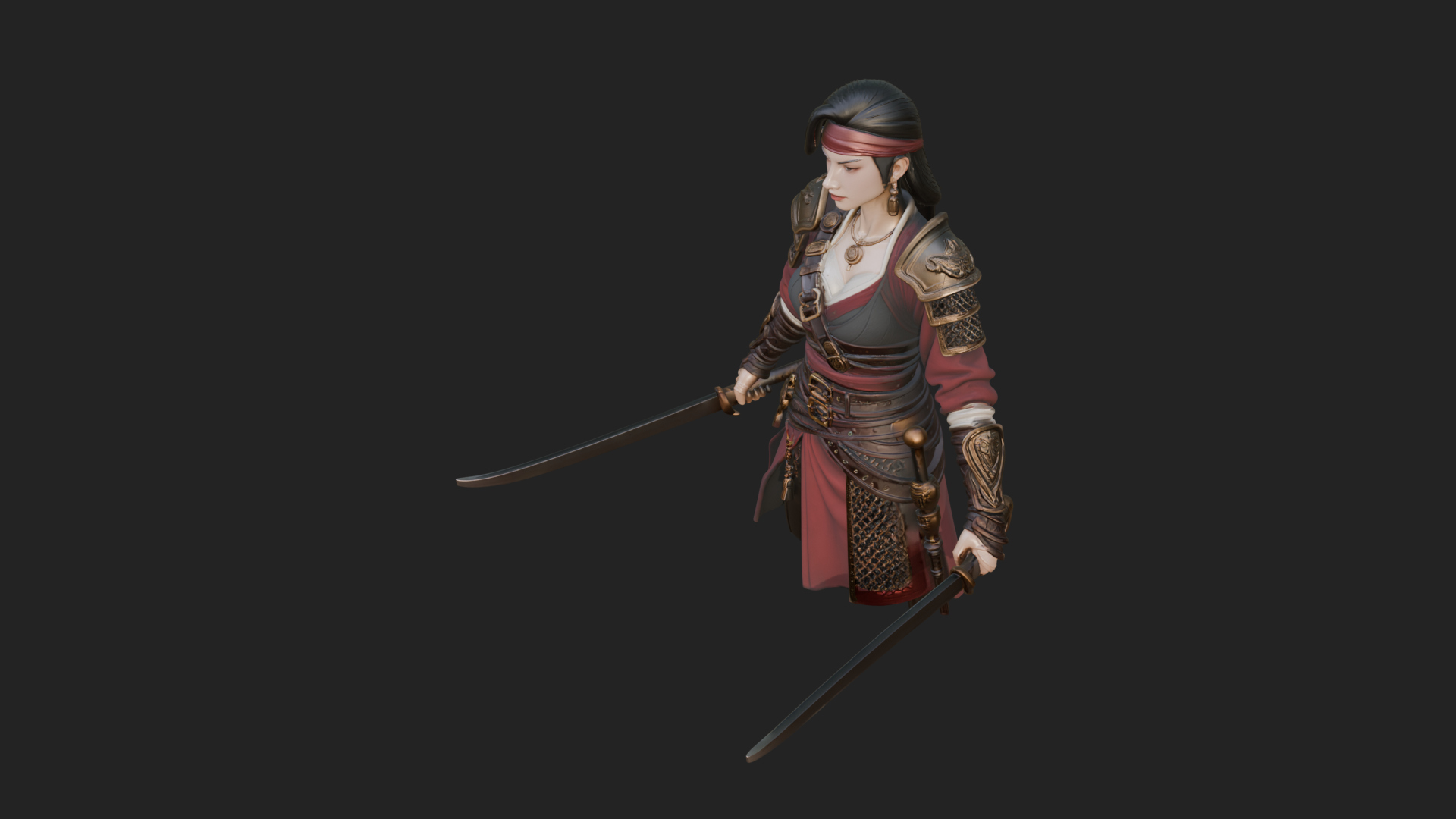 Coated Dagger Woman Bust Design 8 3D Print Model 3D Model