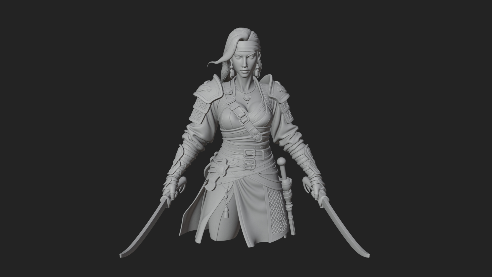 Coated Dagger Woman Bust Design 8 3D Print Model 3D Model