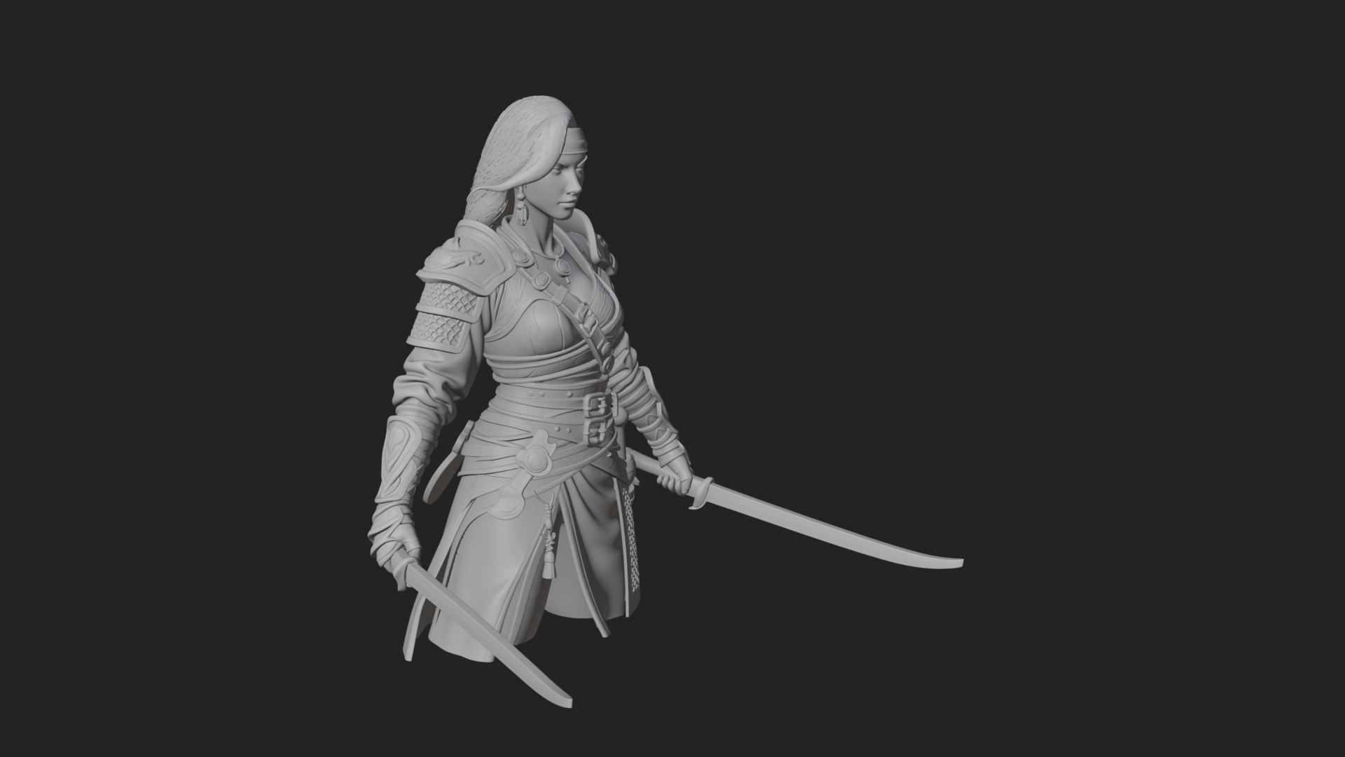 Coated Dagger Woman Bust Design 8 3D Print Model 3D Model