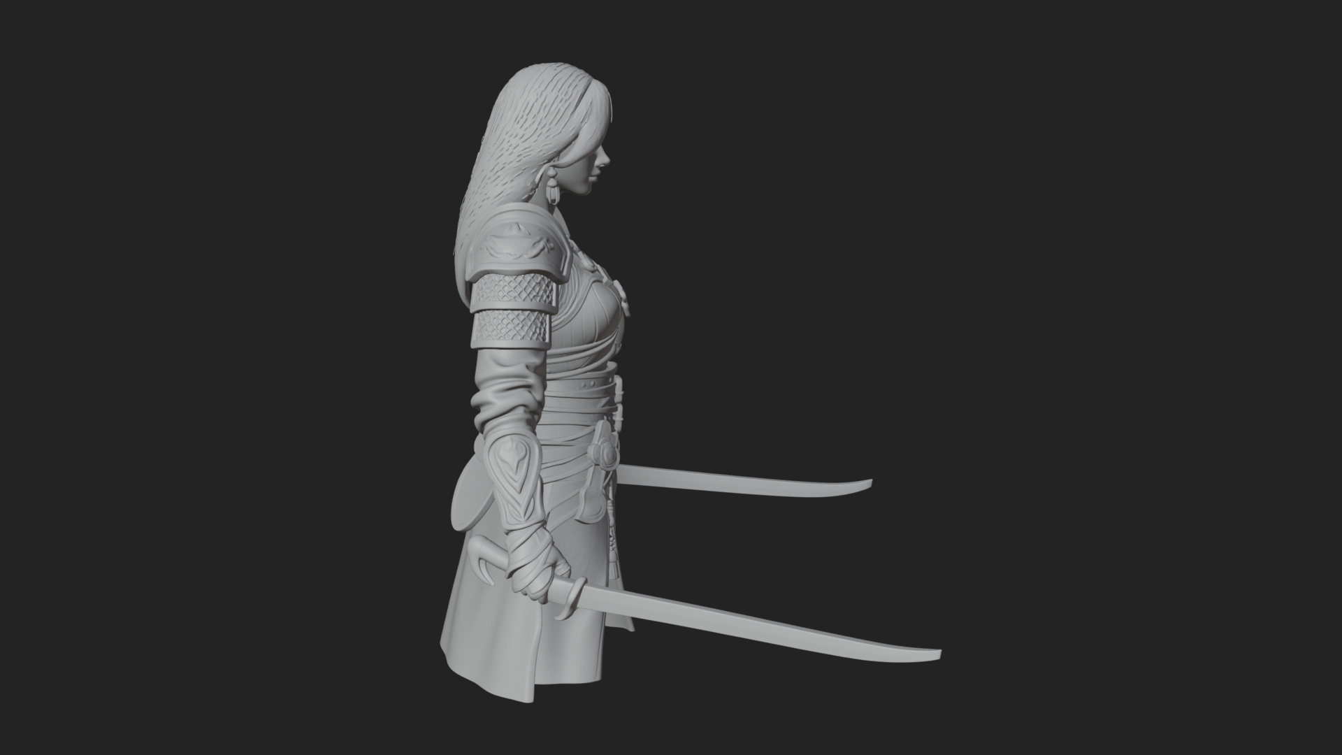 Coated Dagger Woman Bust Design 8 3D Print Model 3D Model