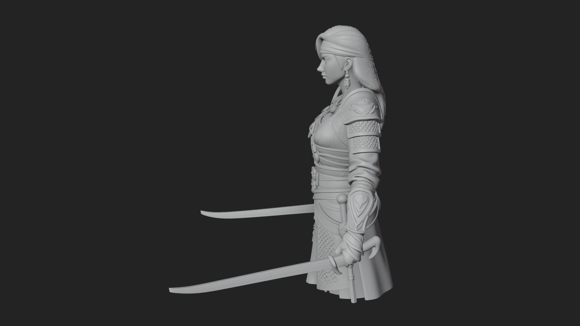 Coated Dagger Woman Bust Design 8 3D Print Model 3D Model