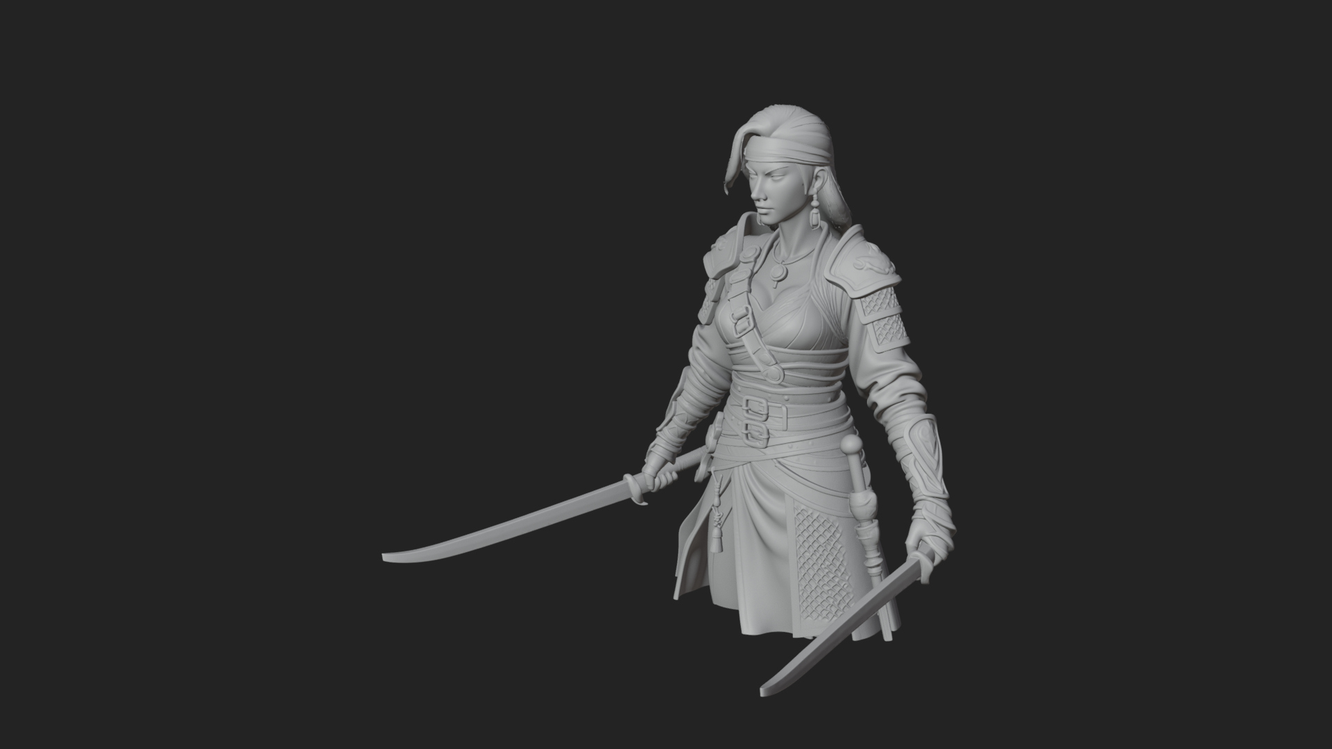 Coated Dagger Woman Bust Design 8 3D Print Model 3D Model