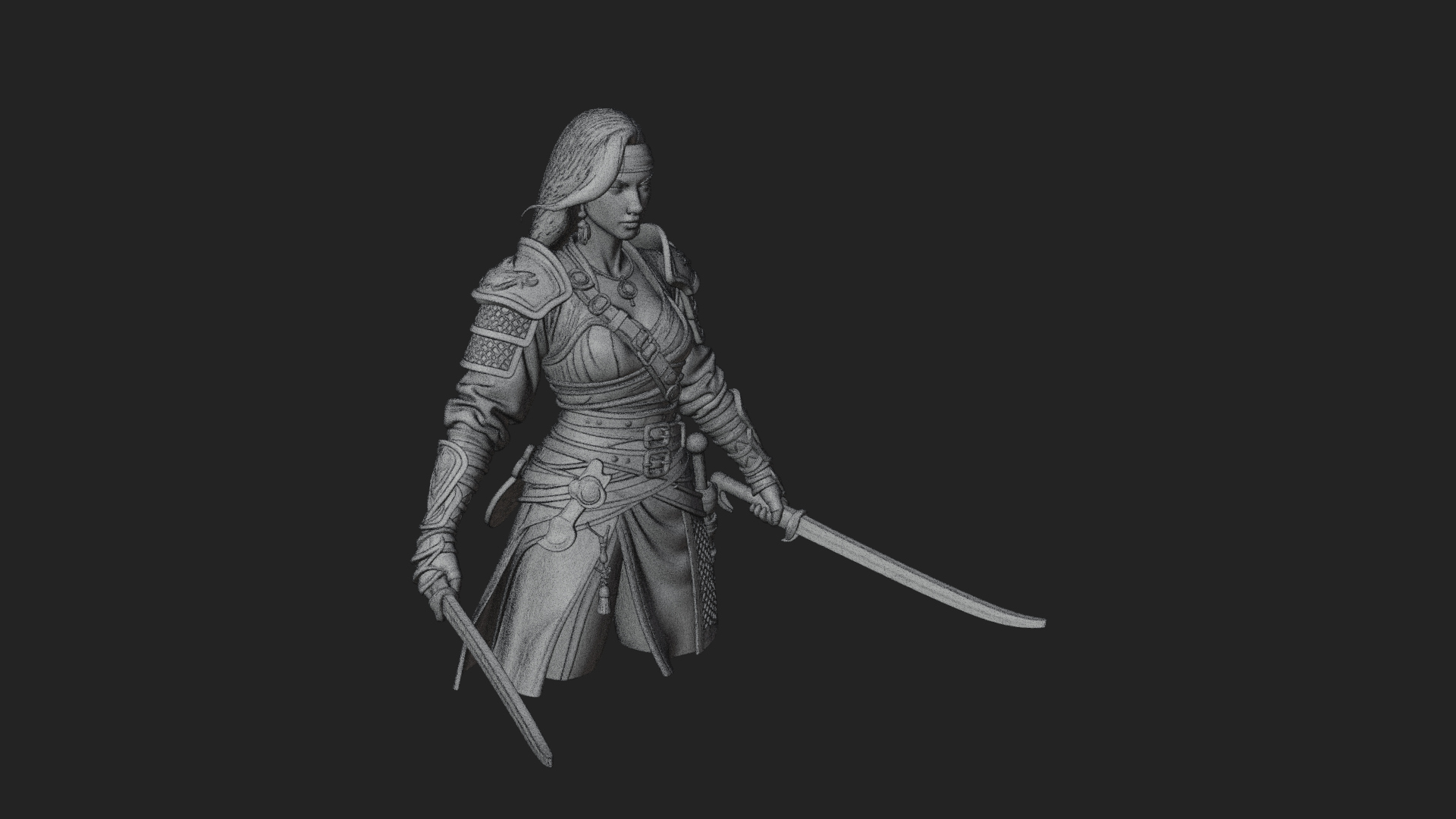 Coated Dagger Woman Bust Design 8 3D Print Model 3D Model