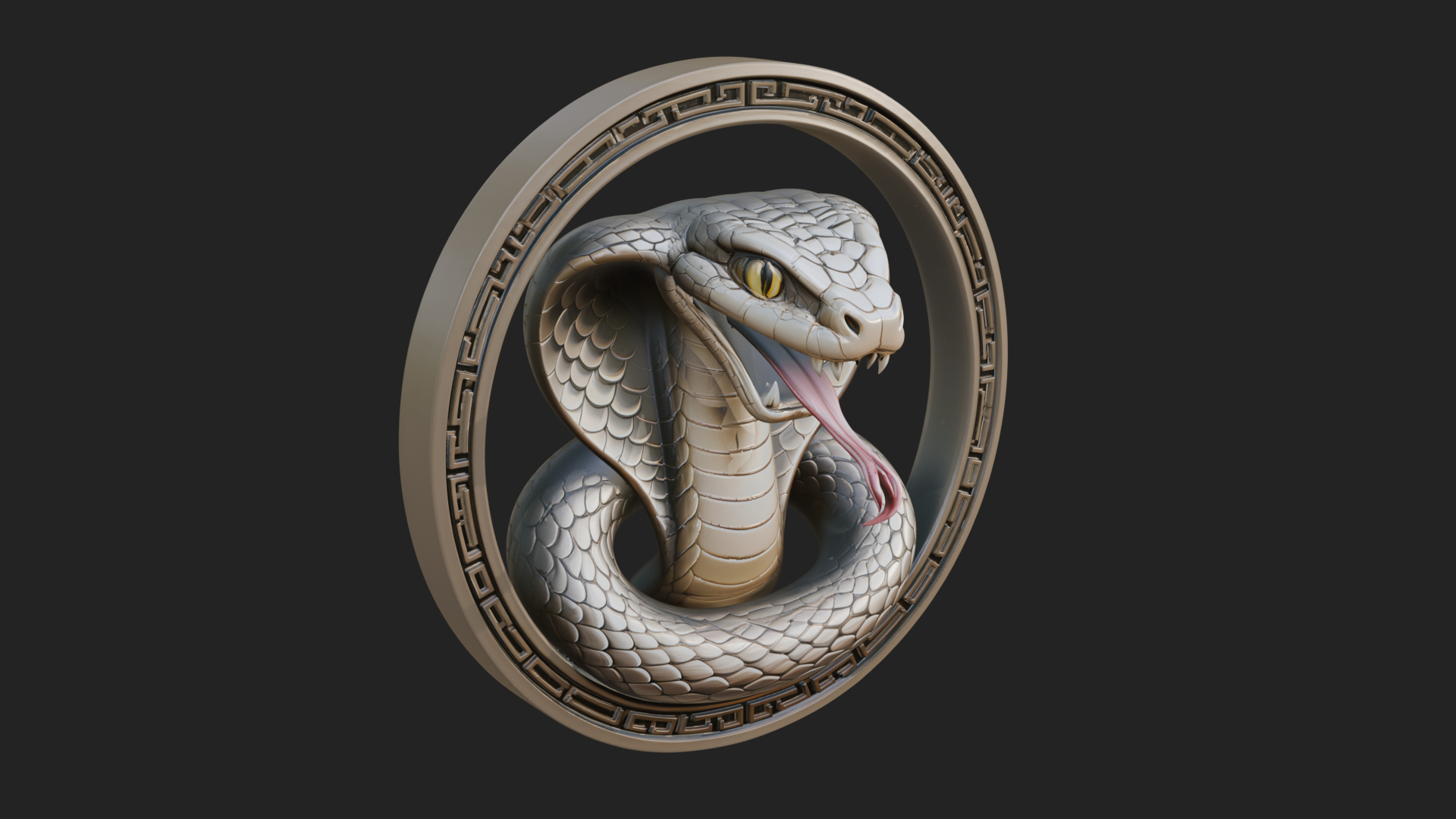 Cobra Head Oval Relief Plaque Design 1 3D Print Model 3D Model