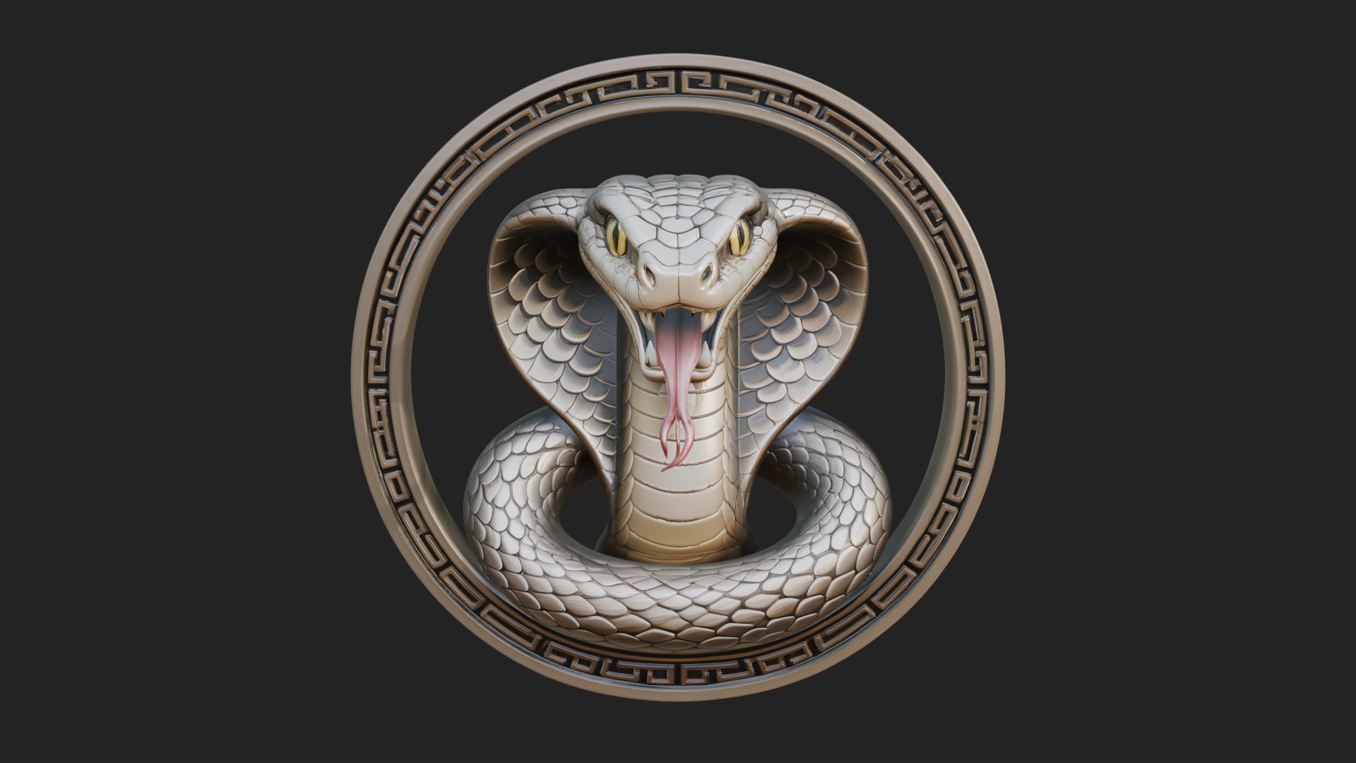Cobra Head Oval Relief Plaque Design 1 3D Print Model 3D Model