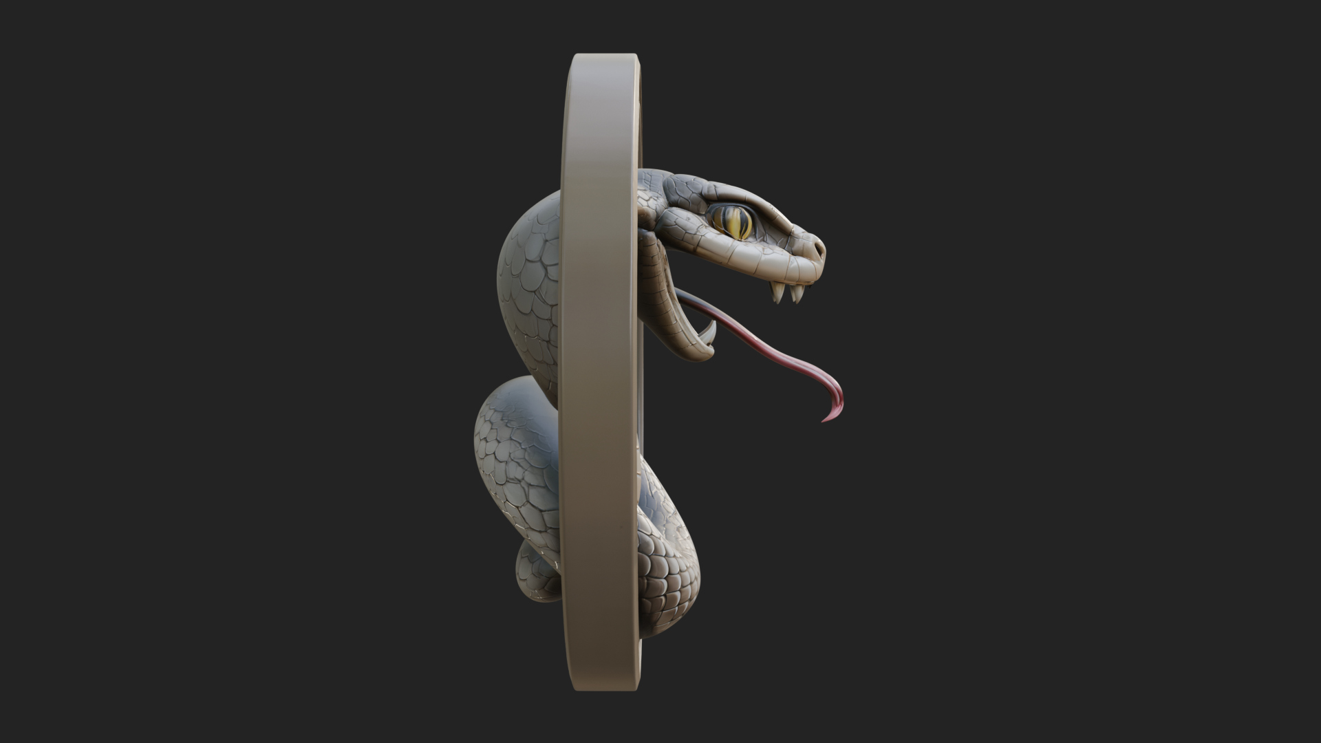Cobra Head Oval Relief Plaque Design 1 3D Print Model 3D Model