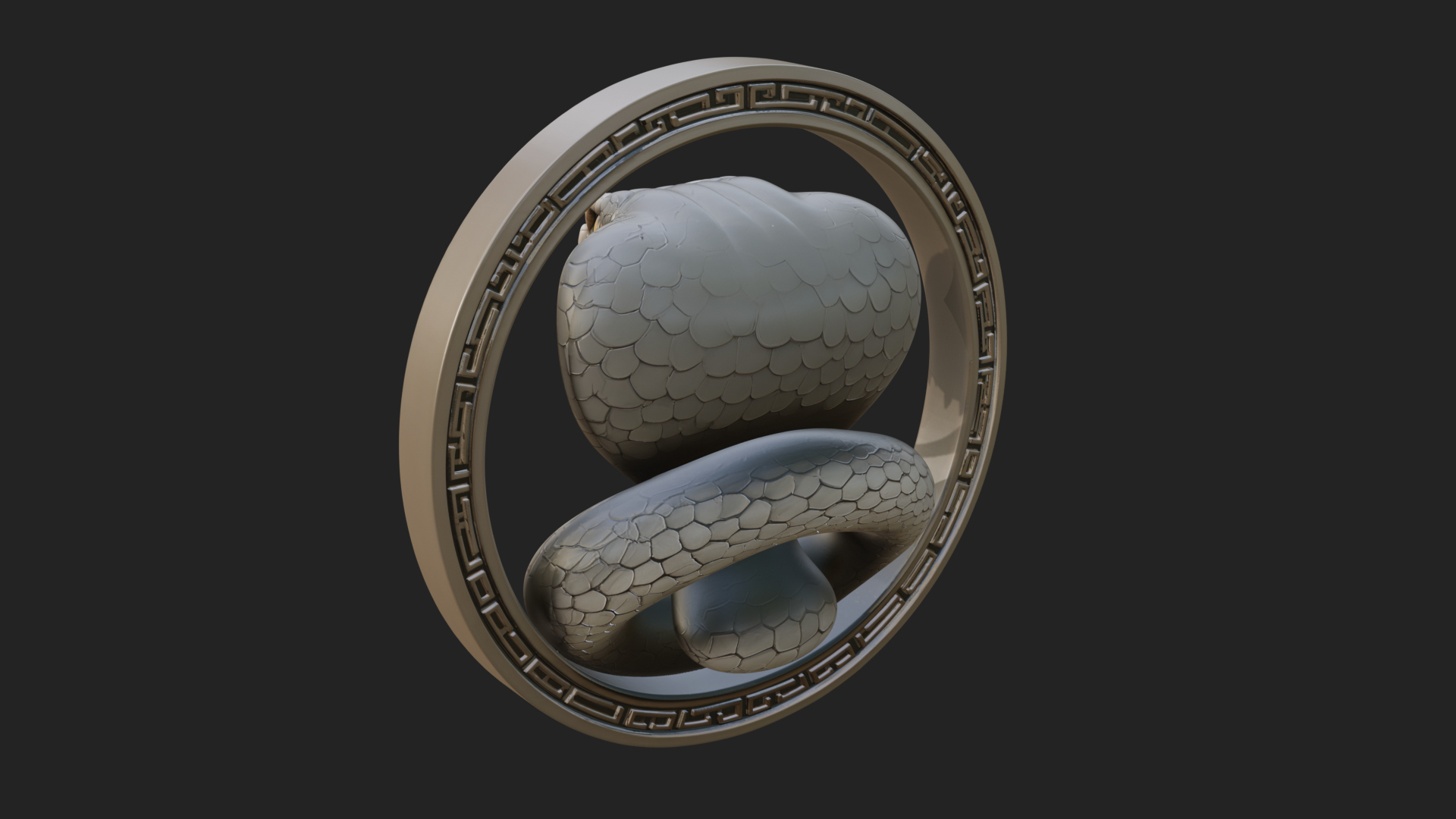Cobra Head Oval Relief Plaque Design 1 3D Print Model 3D Model