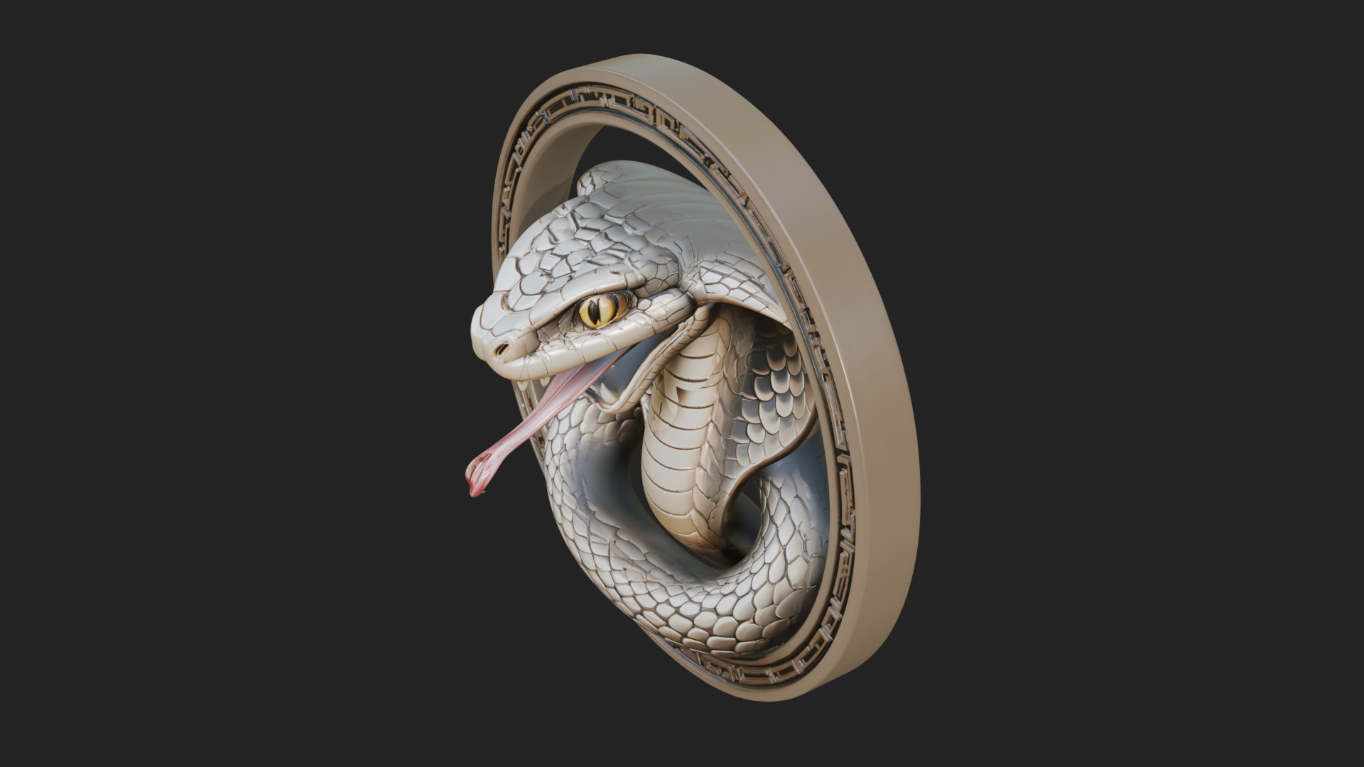 Cobra Head Oval Relief Plaque Design 1 3D Print Model 3D Model