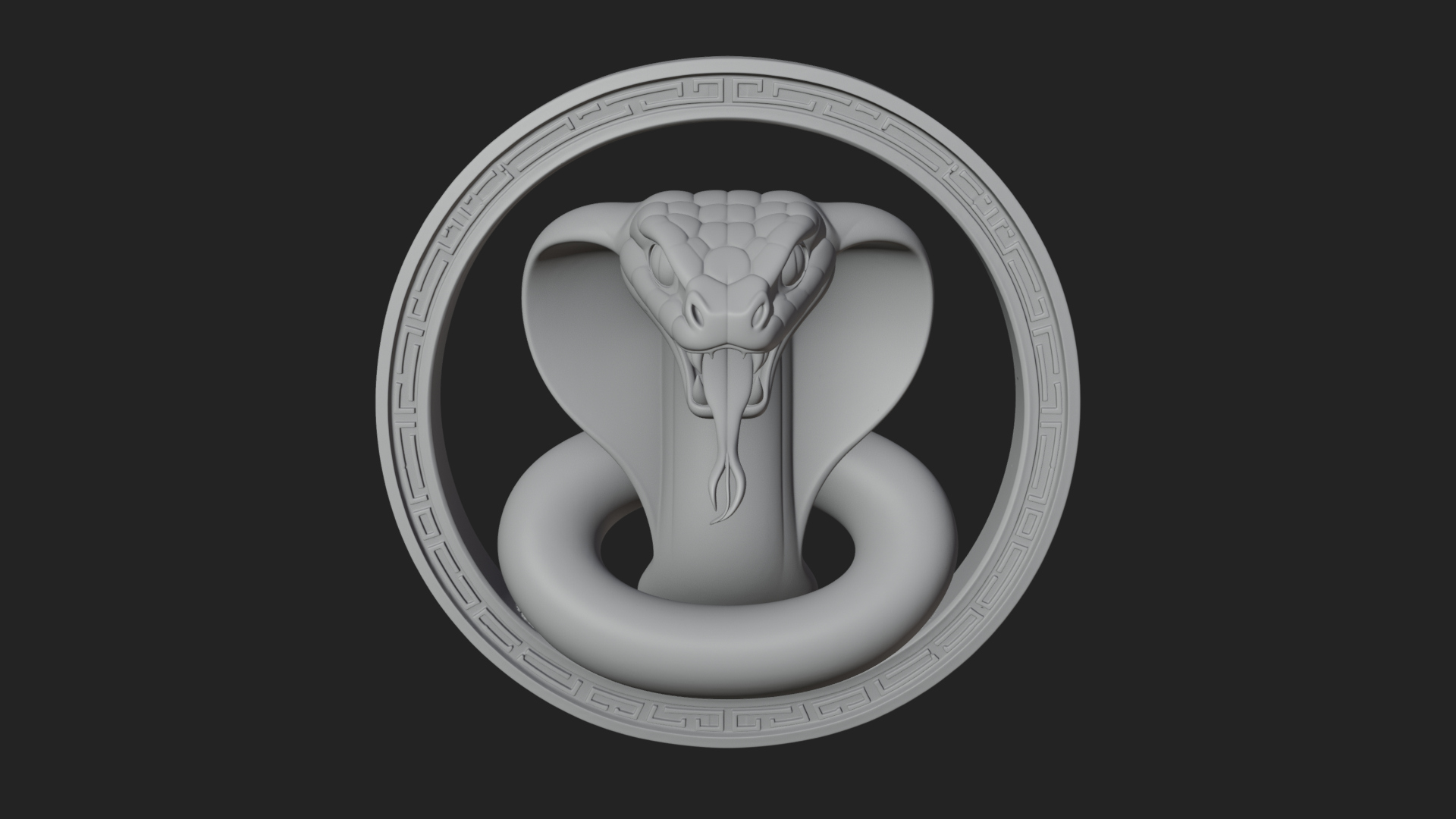 Cobra Head Oval Relief Plaque Design 1 3D Print Model 3D Model