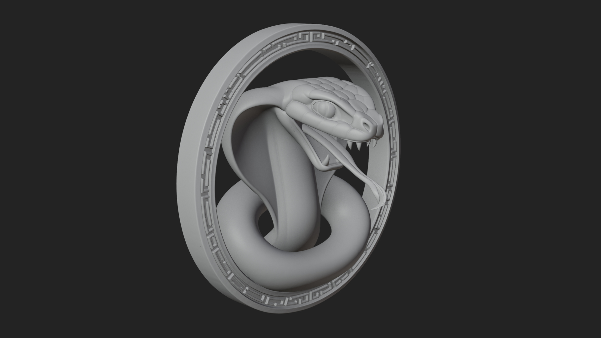 Cobra Head Oval Relief Plaque Design 1 3D Print Model 3D Model