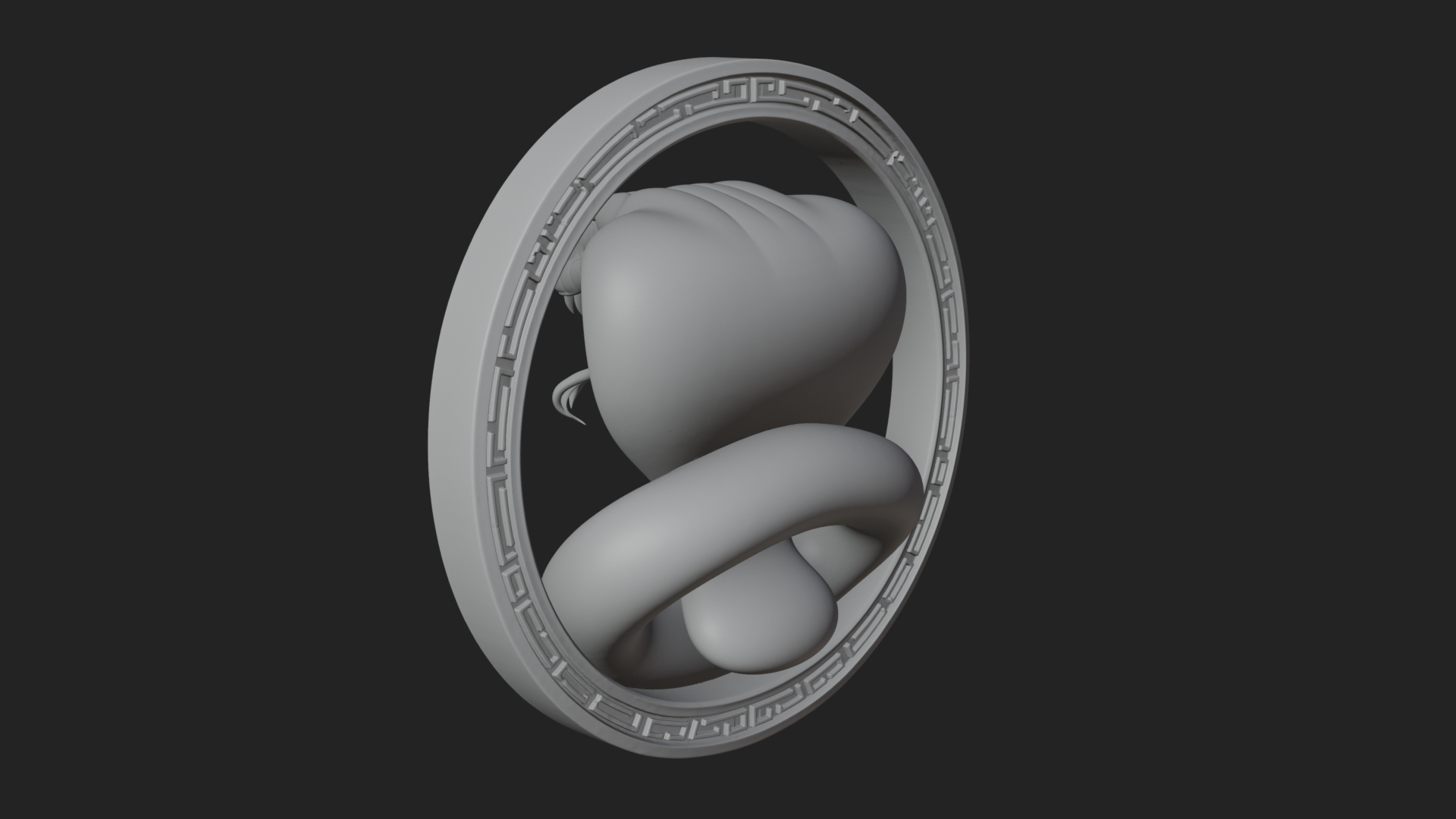 Cobra Head Oval Relief Plaque Design 1 3D Print Model 3D Model