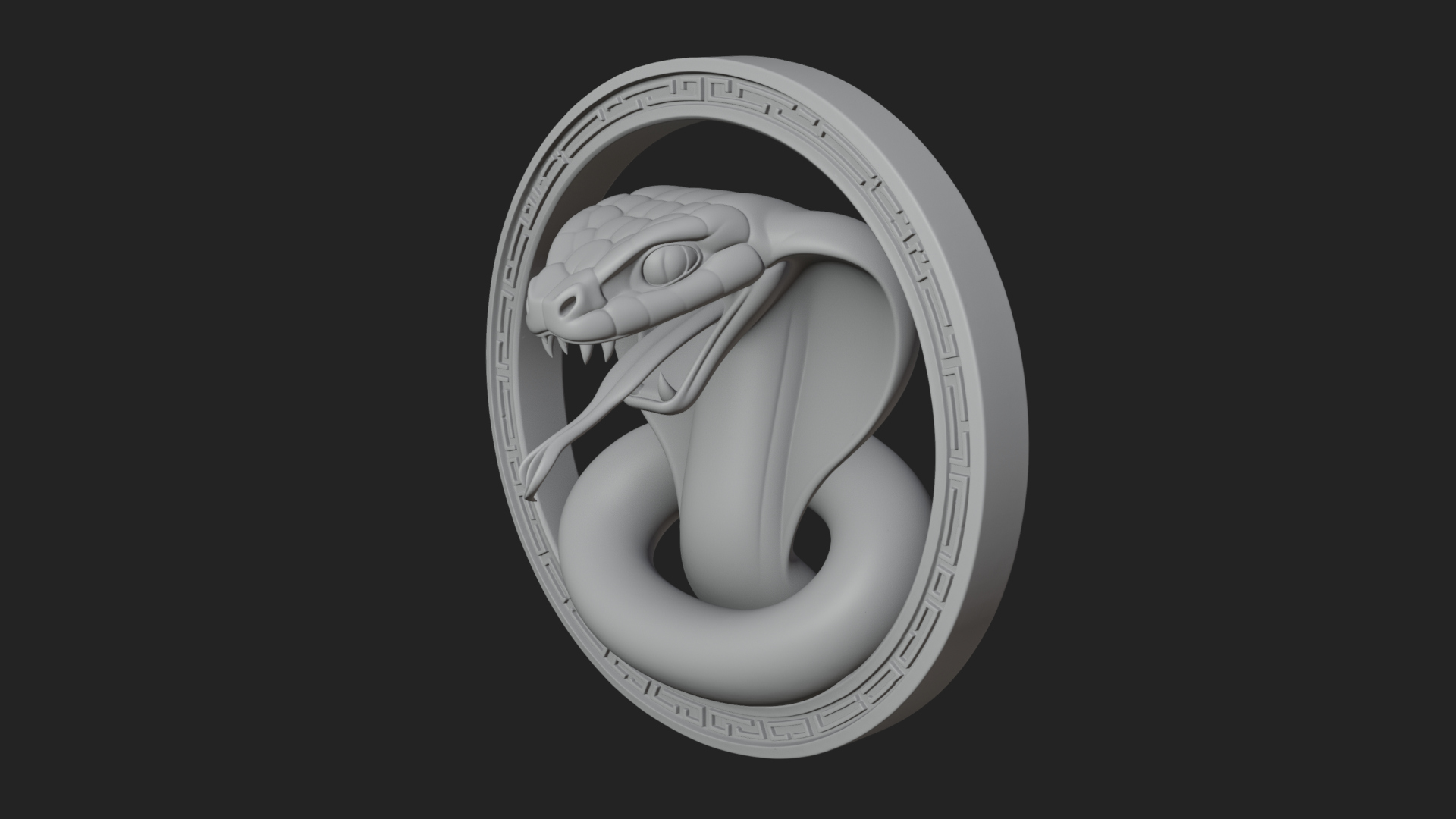 Cobra Head Oval Relief Plaque Design 1 3D Print Model 3D Model