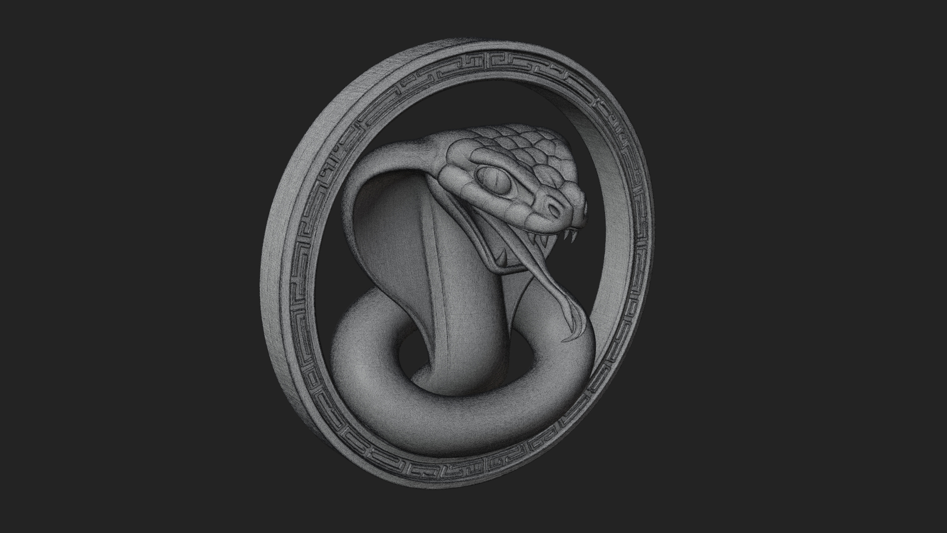 Cobra Head Oval Relief Plaque Design 1 3D Print Model 3D Model