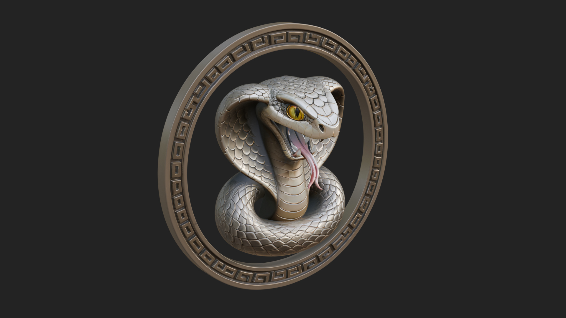 Cobra Head Oval Relief Plaque Design 2 3D Print Model 3D Model