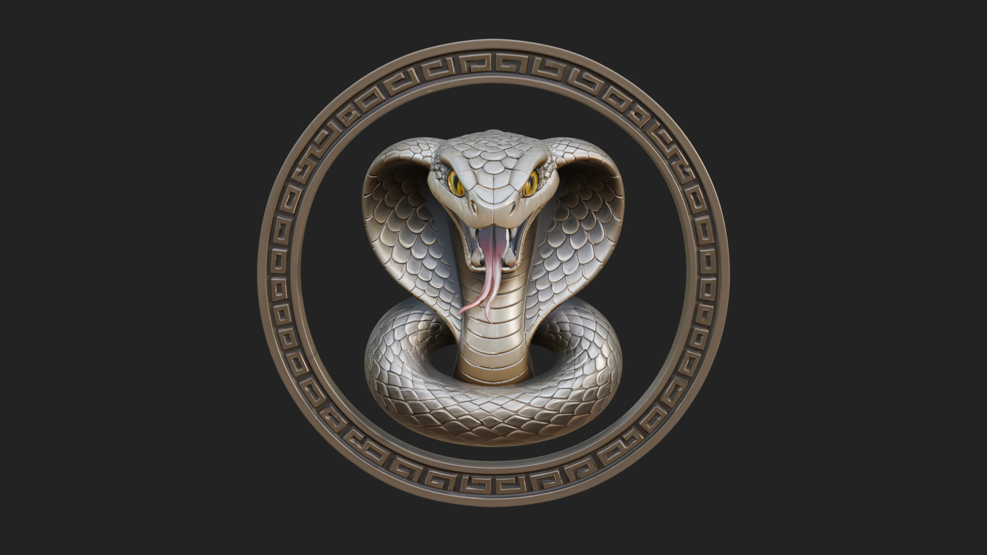 Cobra Head Oval Relief Plaque Design 2 3D Print Model 3D Model
