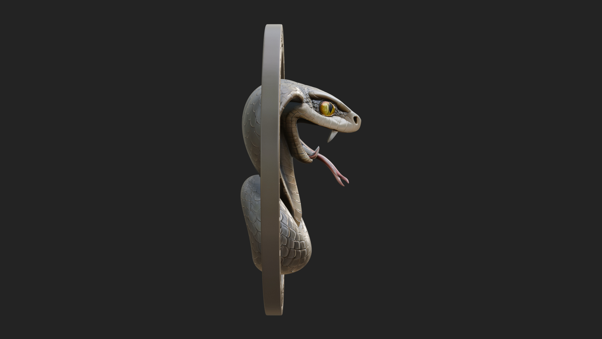Cobra Head Oval Relief Plaque Design 2 3D Print Model 3D Model