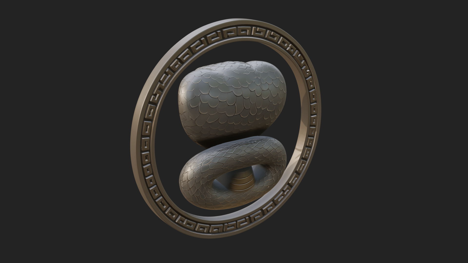 Cobra Head Oval Relief Plaque Design 2 3D Print Model 3D Model