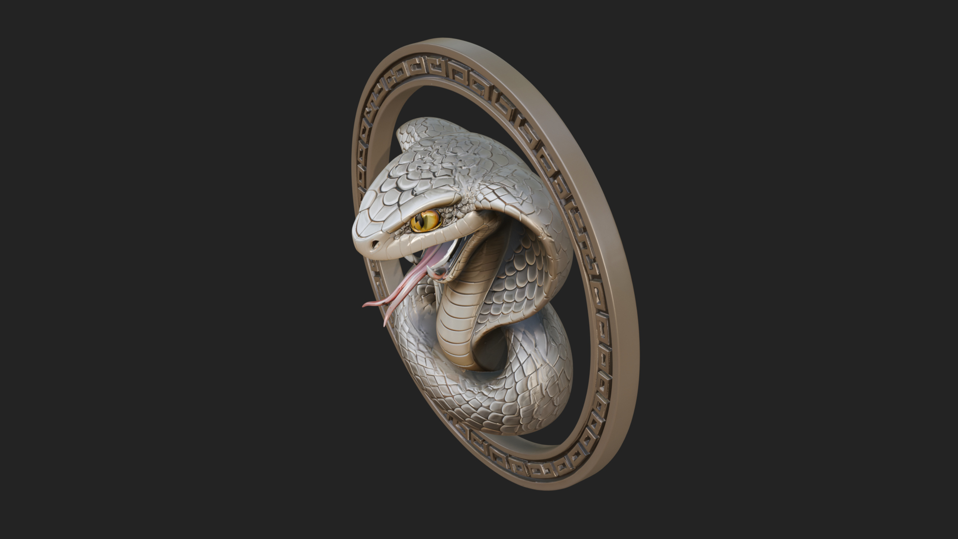 Cobra Head Oval Relief Plaque Design 2 3D Print Model 3D Model