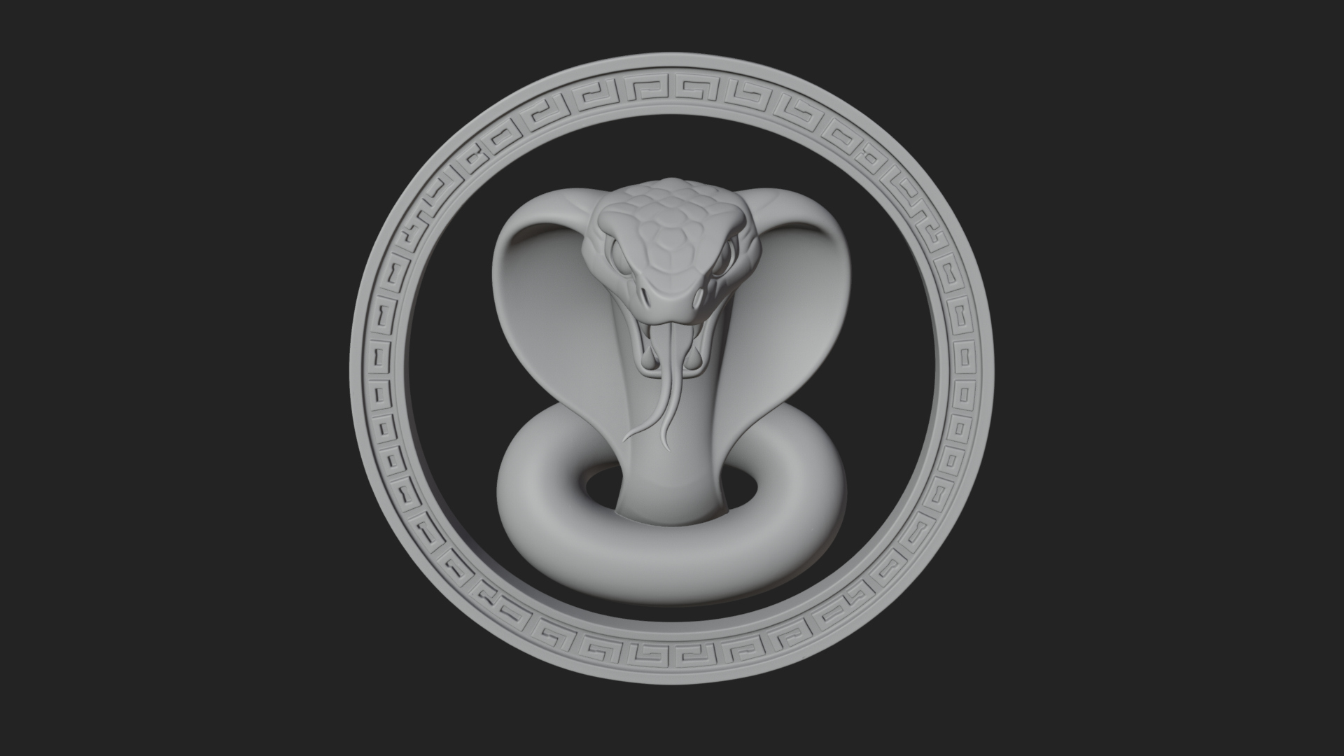 Cobra Head Oval Relief Plaque Design 2 3D Print Model 3D Model
