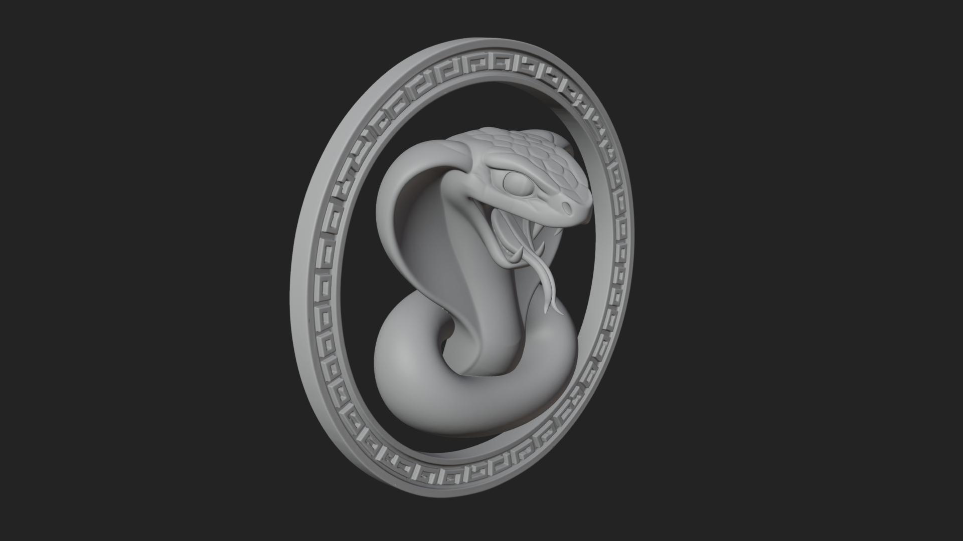 Cobra Head Oval Relief Plaque Design 2 3D Print Model 3D Model