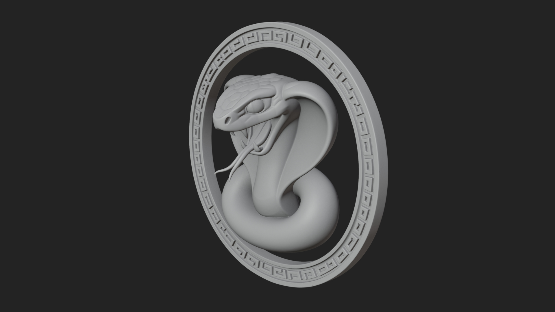 Cobra Head Oval Relief Plaque Design 2 3D Print Model 3D Model