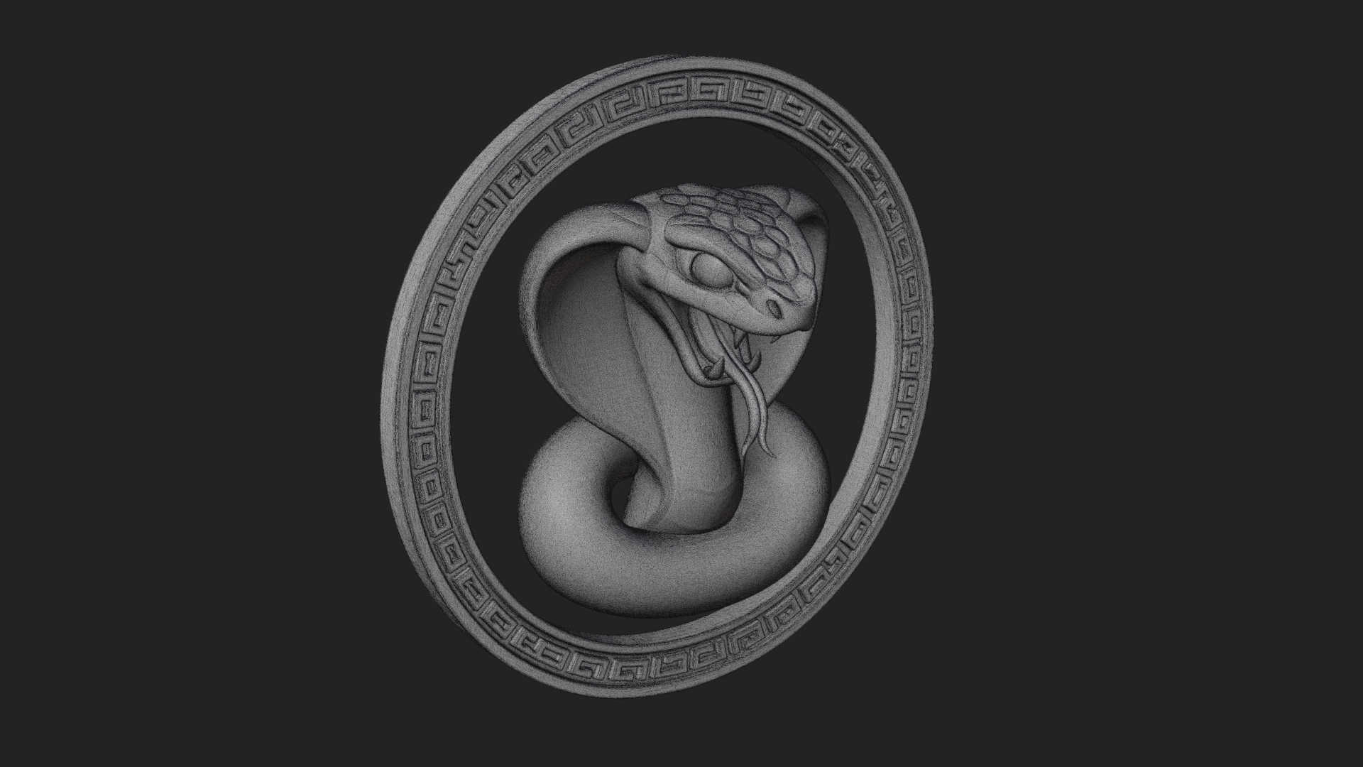 Cobra Head Oval Relief Plaque Design 2 3D Print Model 3D Model