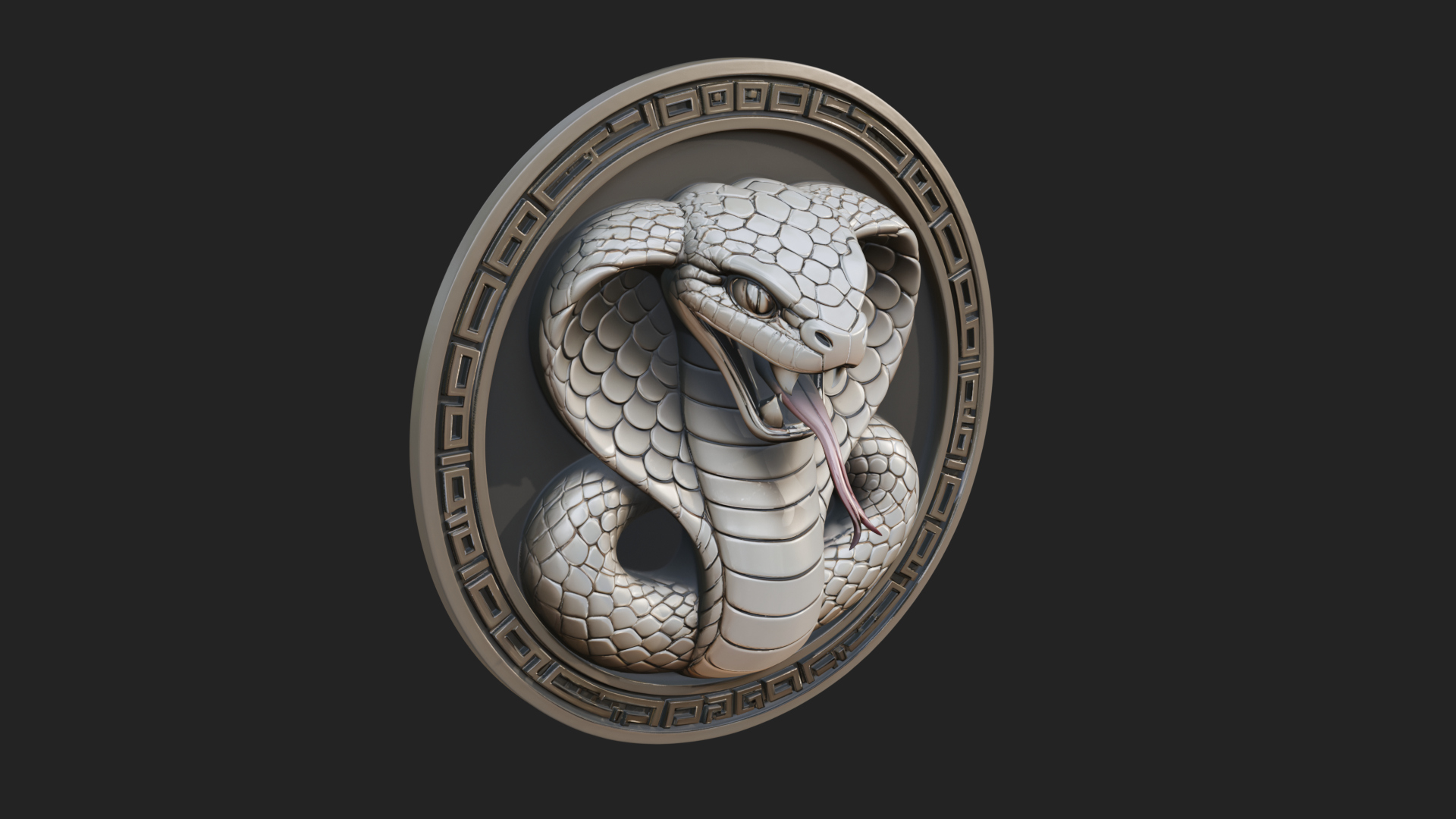 Cobra Head Oval Relief Plaque Design 3 3D Print Model 3D Model